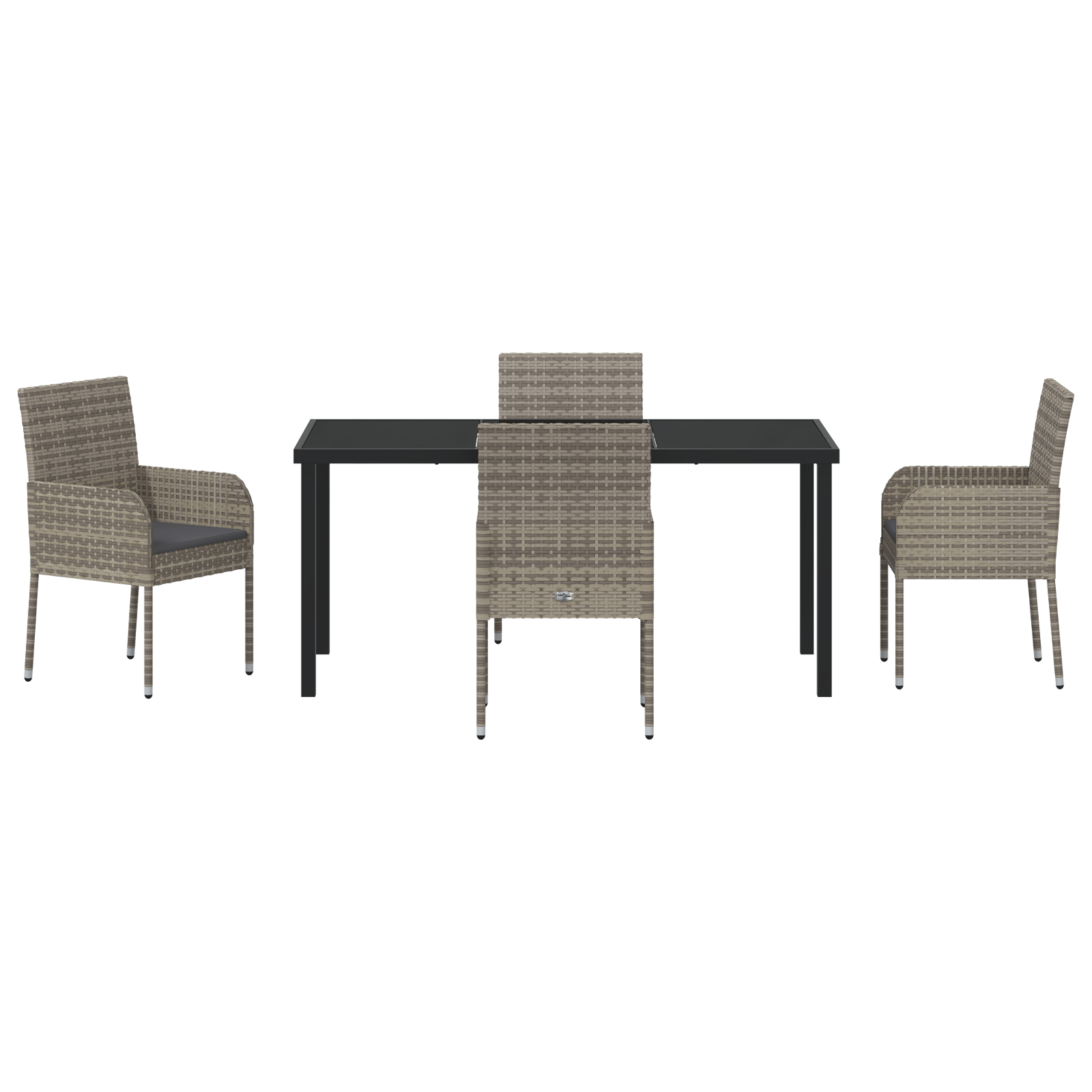 Set de dining de grădină cu perne gri din poliratan GartenMobel Dekor