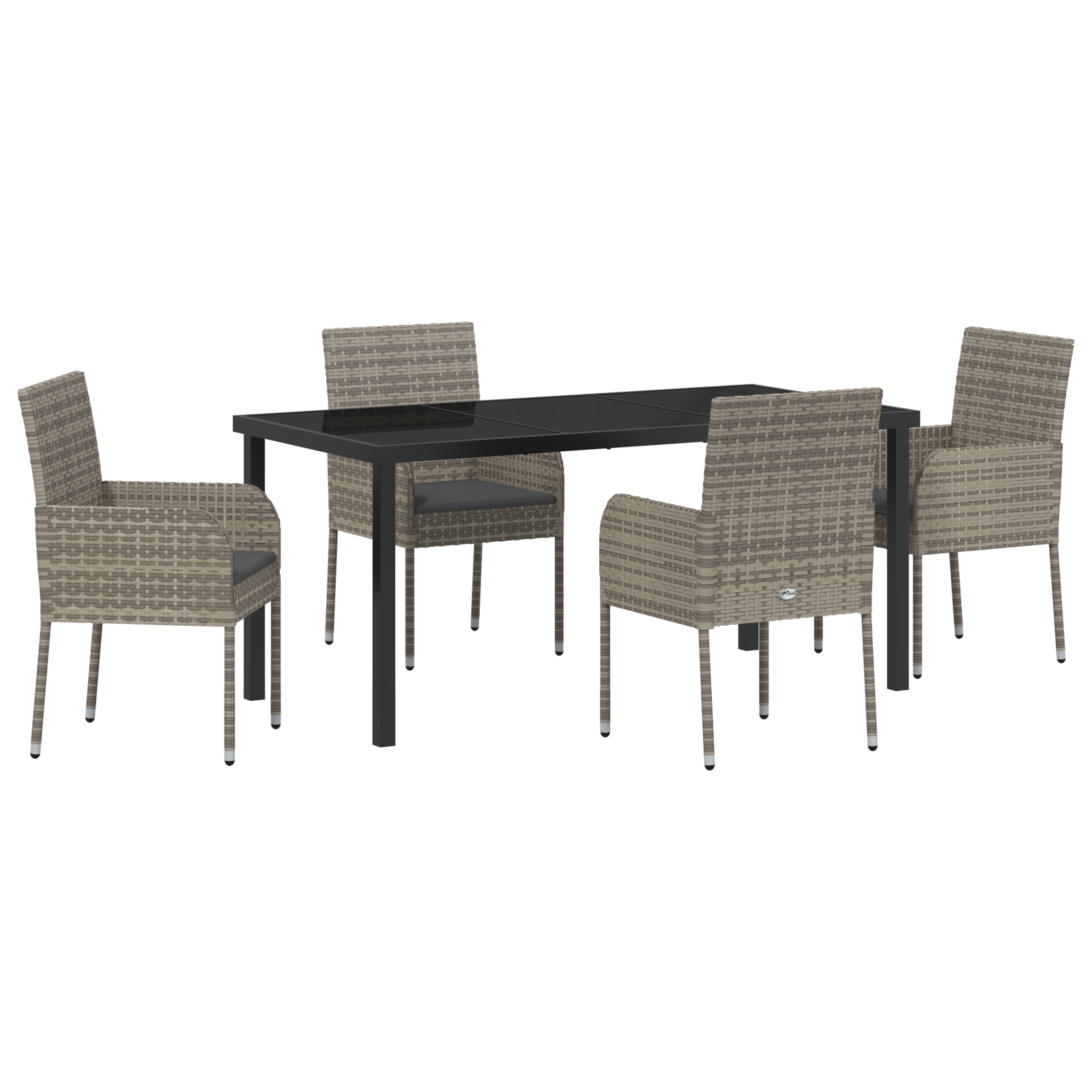 Set de dining de grădină cu perne gri din poliratan GartenMobel Dekor