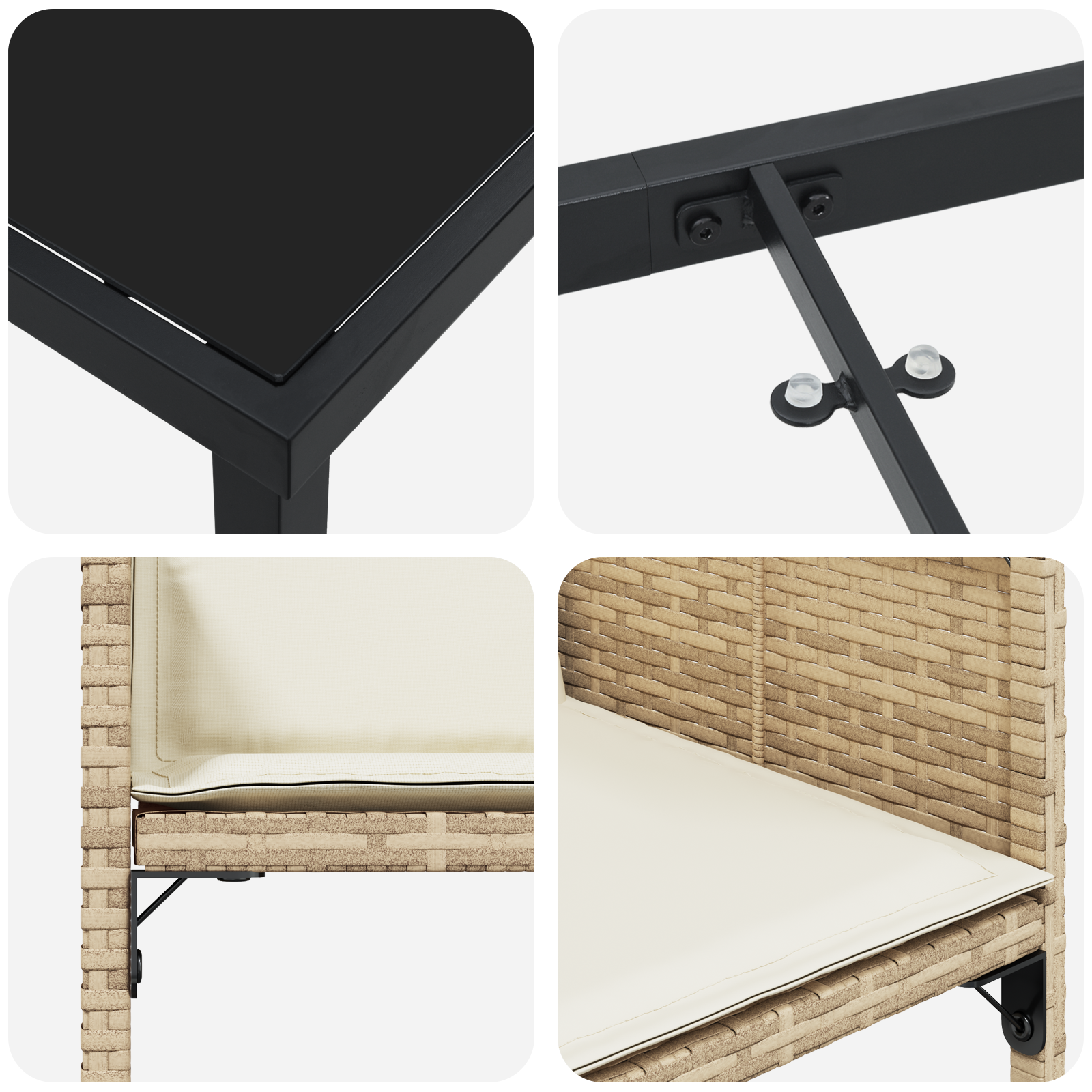 Set de dining pentru grădină cu 5 piese și pernă bej din poliratan GartenMobel Dekor