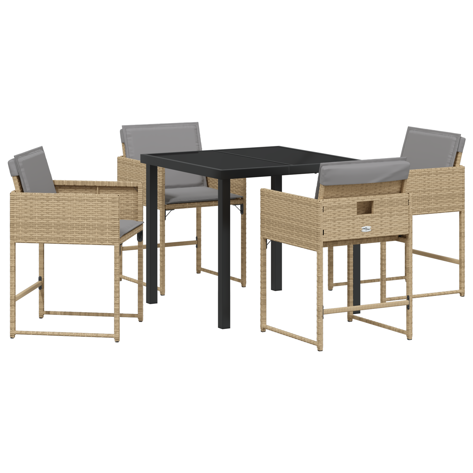 Set de dining pentru grădină cu 5 piese și perne bej din ratan poli GartenMobel Dekor