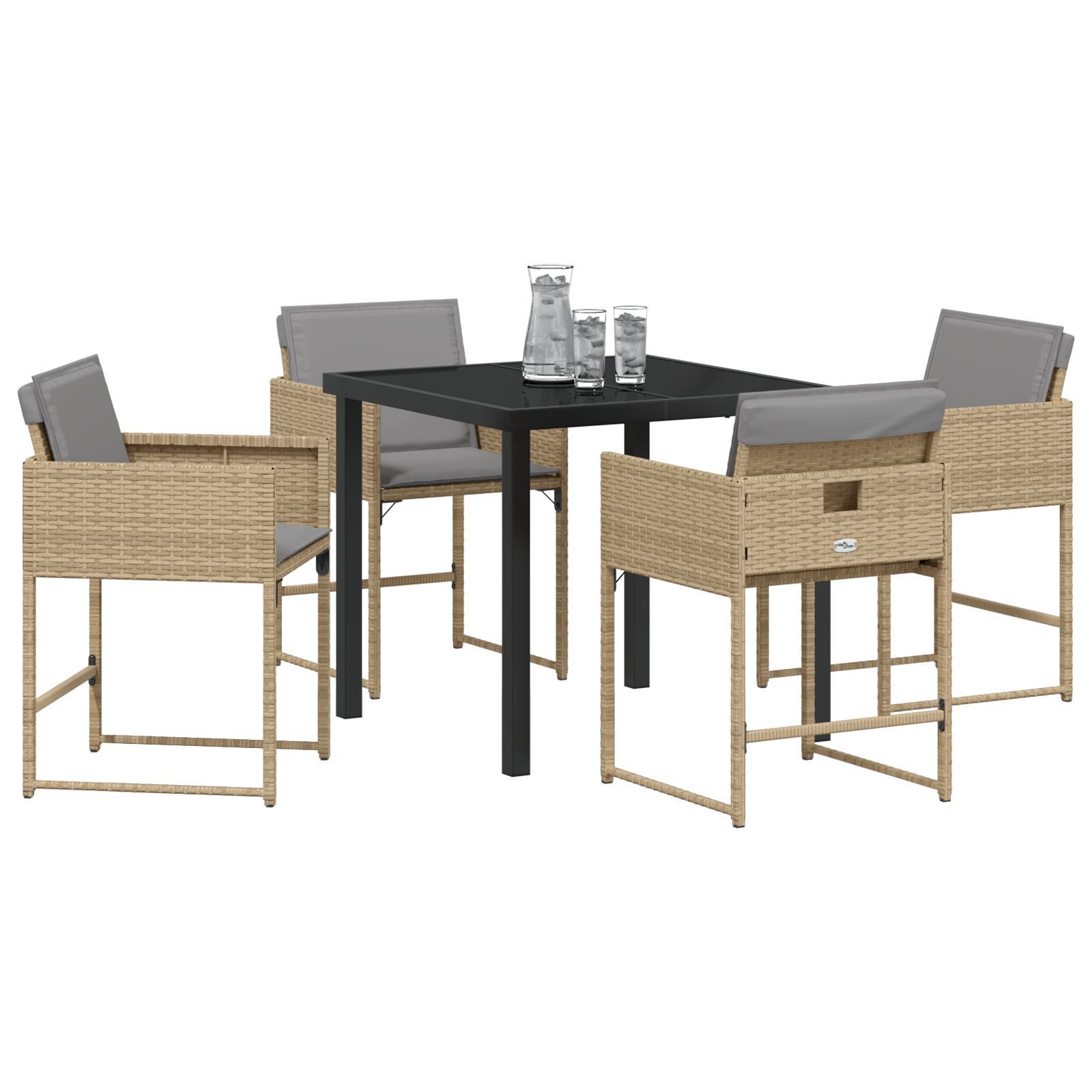 Set de dining pentru grădină cu 5 piese și perne bej din ratan poli GartenMobel Dekor