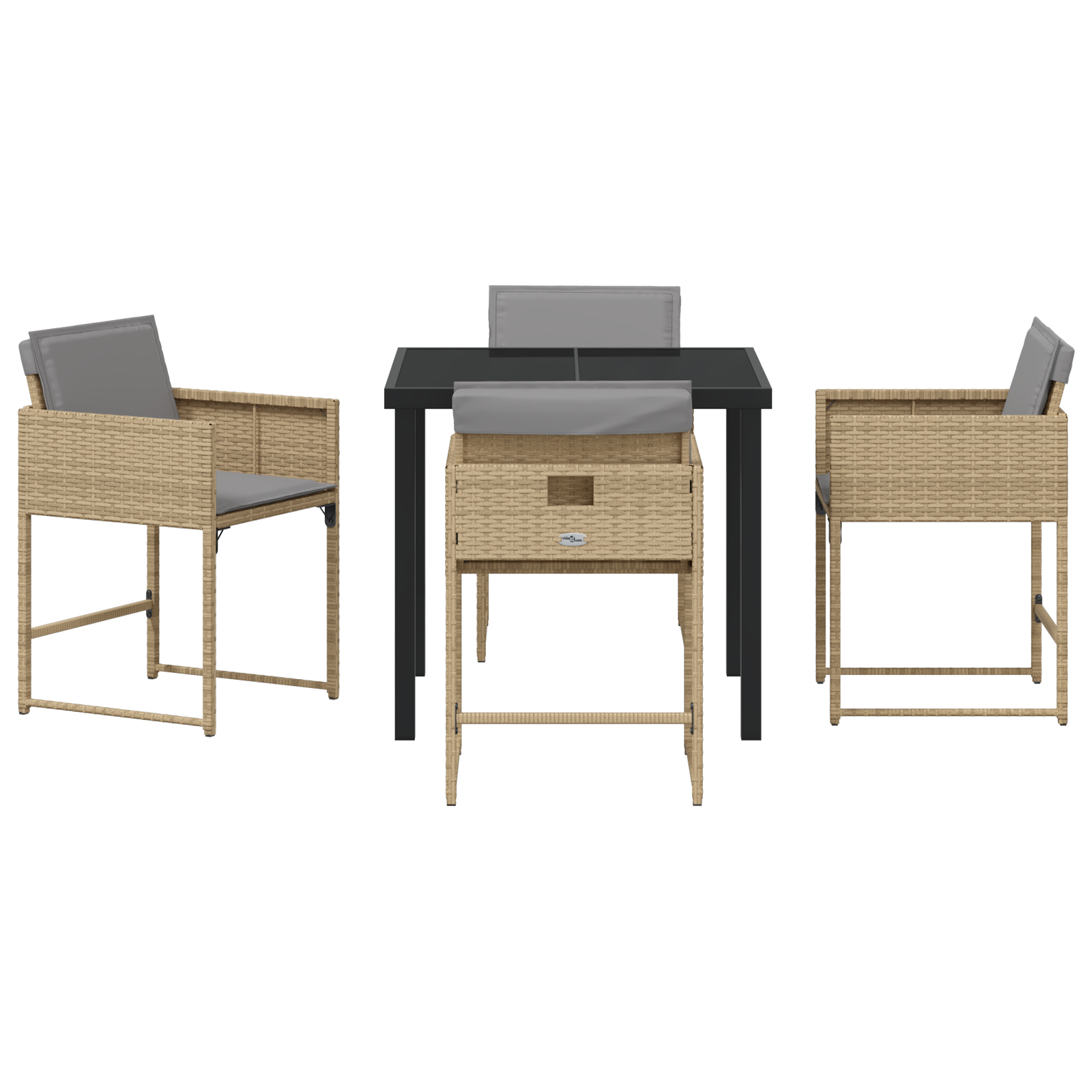 Set de dining pentru grădină cu 5 piese și perne bej din ratan poli GartenMobel Dekor