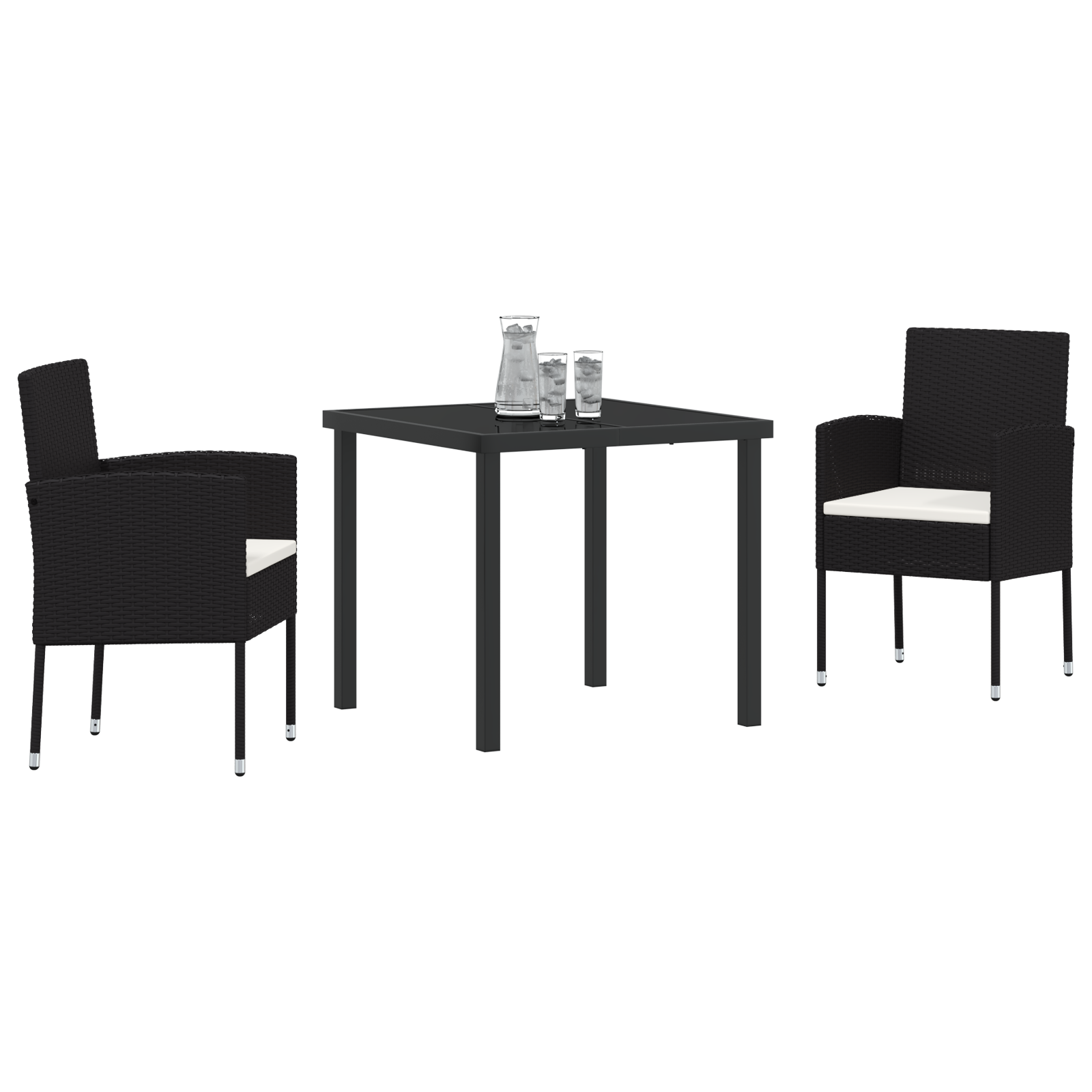 Set de dining pentru grădină cu perne - rattan polimeric negru GartenMobel Dekor