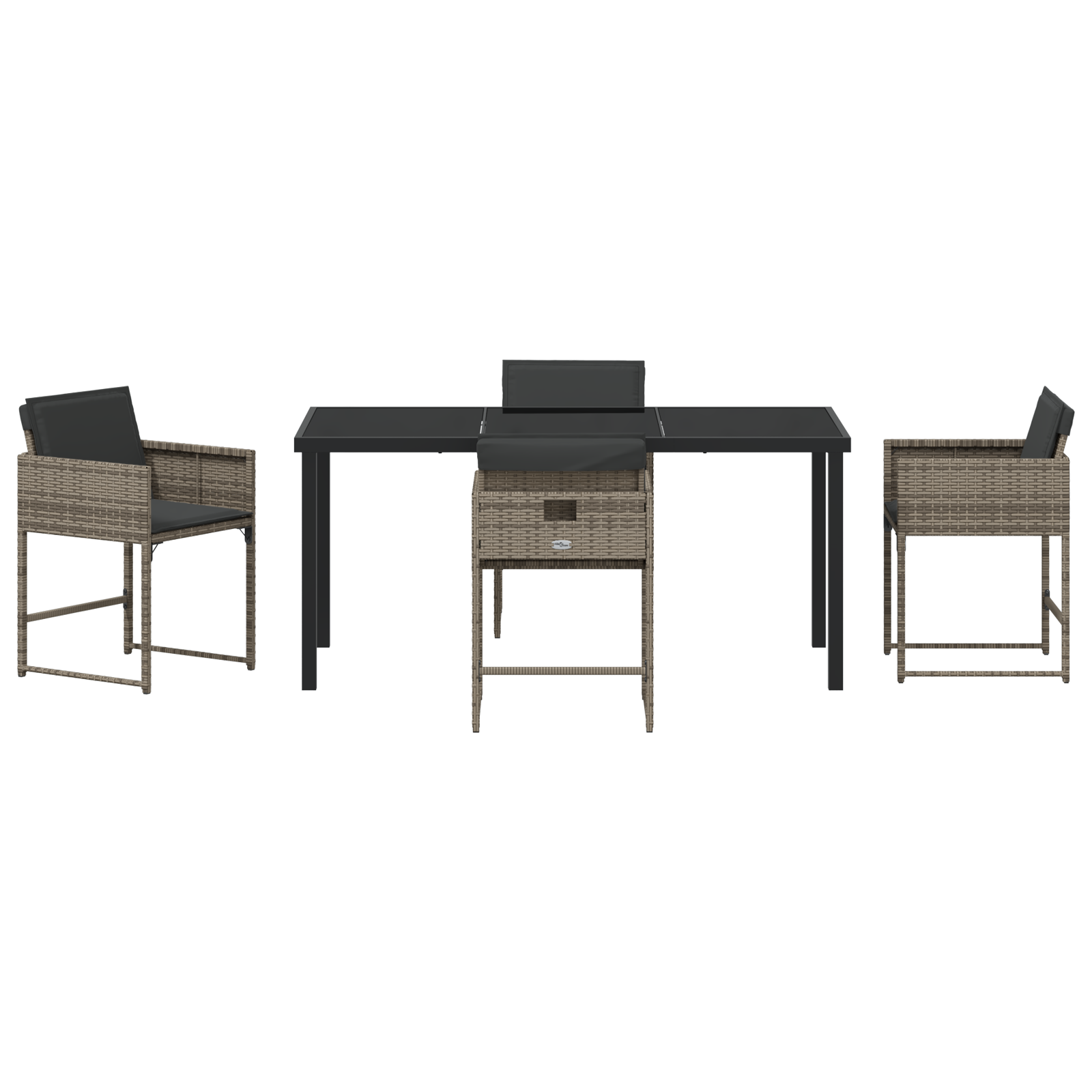 Set de dining pentru grădină de 5 piese cu perne Gri Rattan Polimeric GartenMobel Dekor