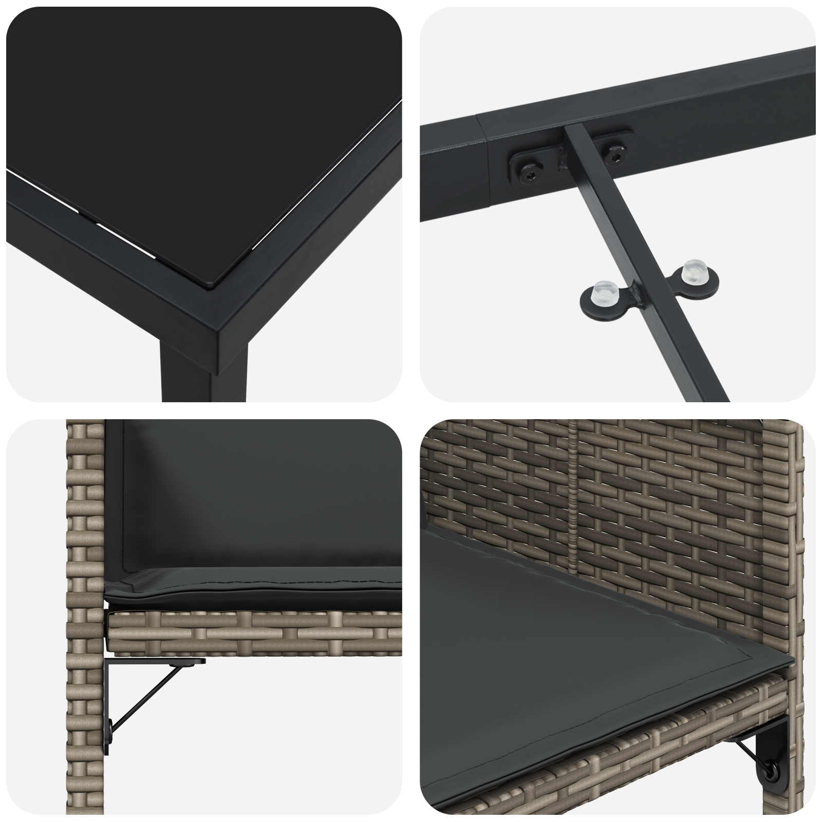 Set de dining pentru grădină de 5 piese cu perne Gri Rattan Polimeric GartenMobel Dekor