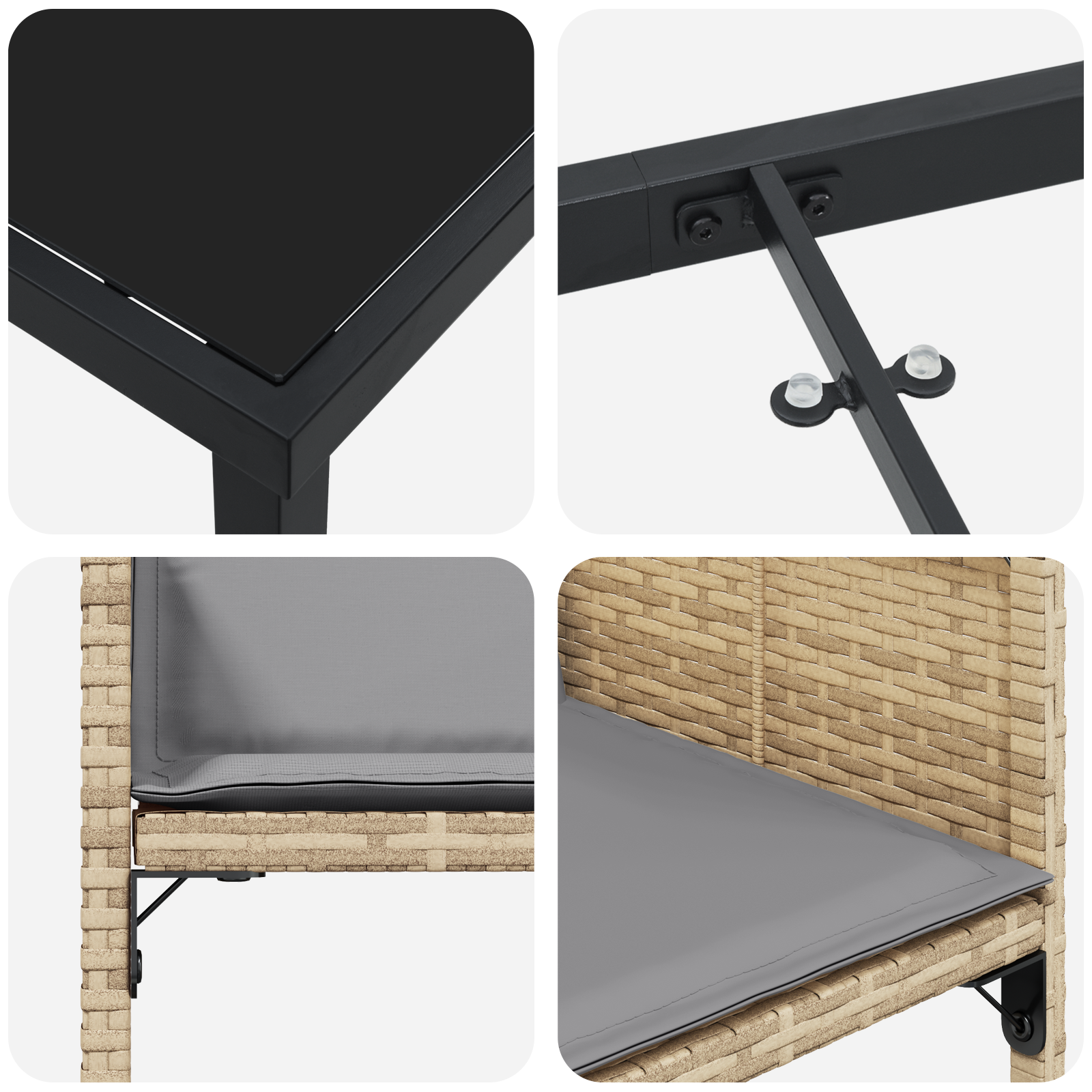 Set de mese pentru grădină cu 5 piese și perne bej din rattan poli GartenMobel Dekor