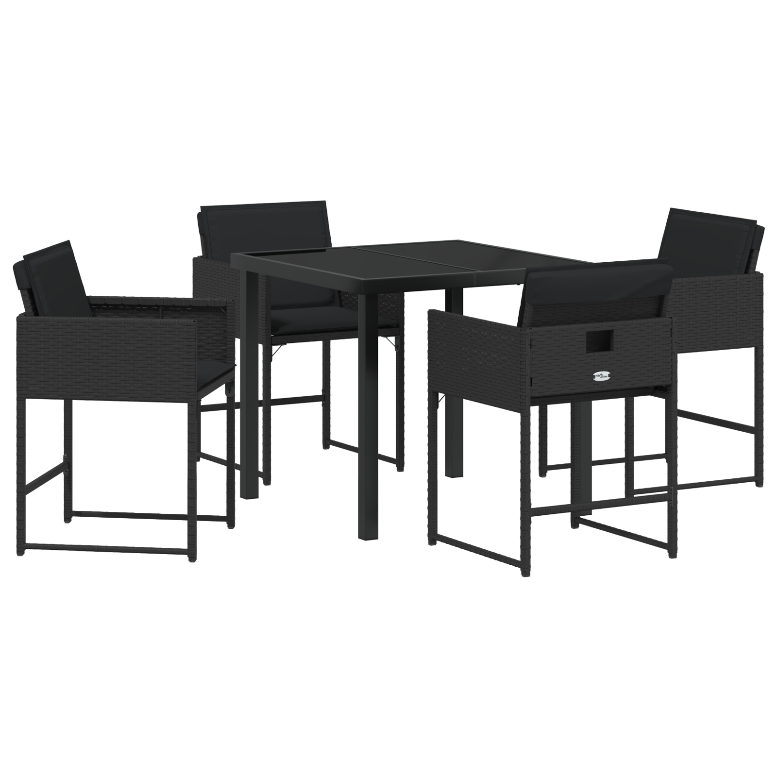Set mese grădină 5 piese cu perne Negru din Rattan PE GartenMobel Dekor