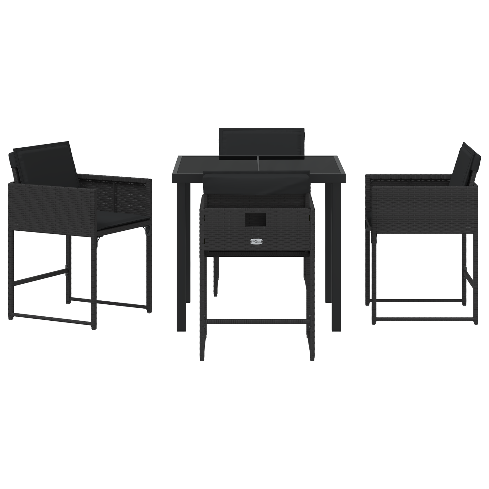 Set mese grădină 5 piese cu perne Negru din Rattan PE GartenMobel Dekor