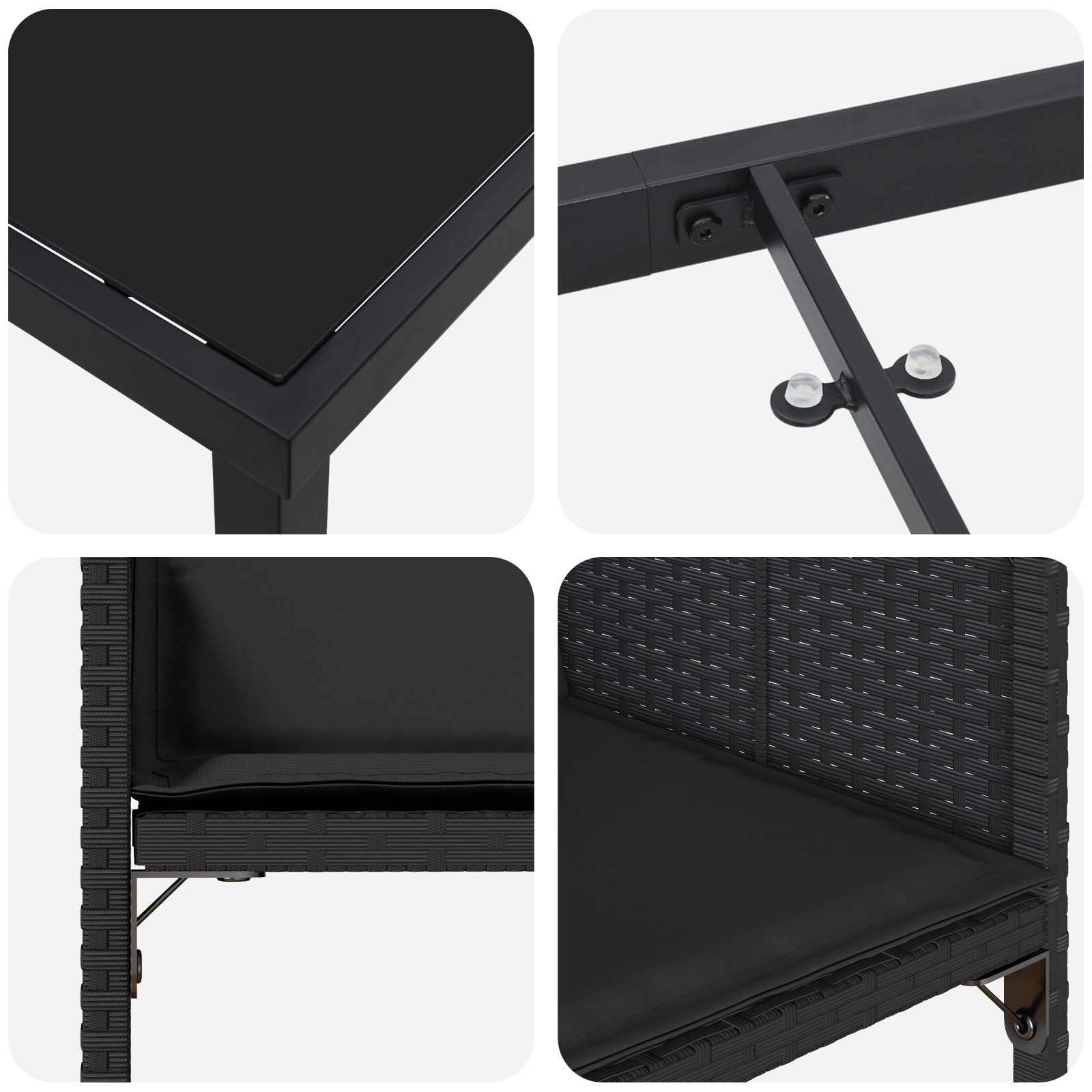 Set mese grădină 5 piese cu perne Negru din Rattan PE GartenMobel Dekor