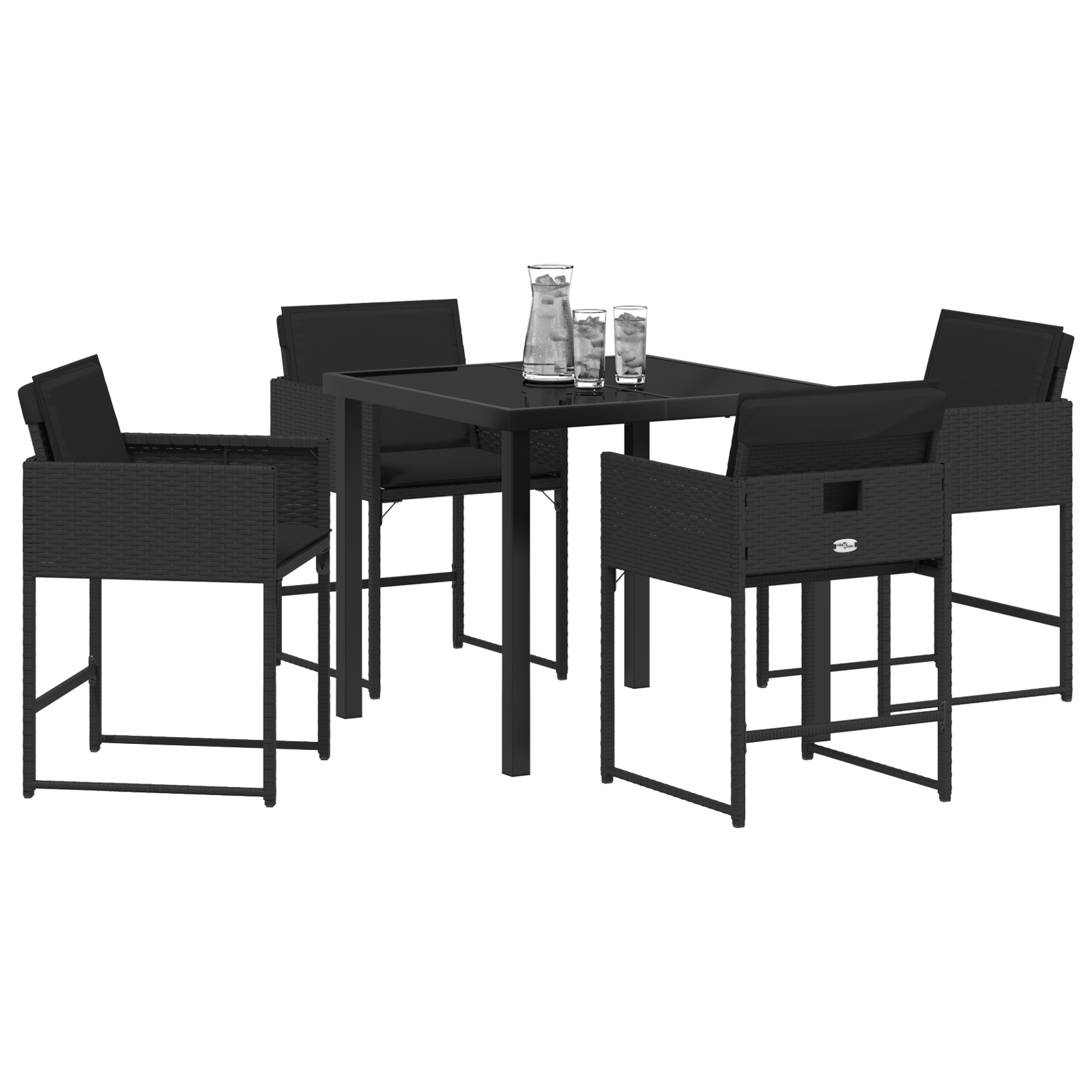 Set mese grădină 5 piese cu perne Negru din Rattan PE GartenMobel Dekor