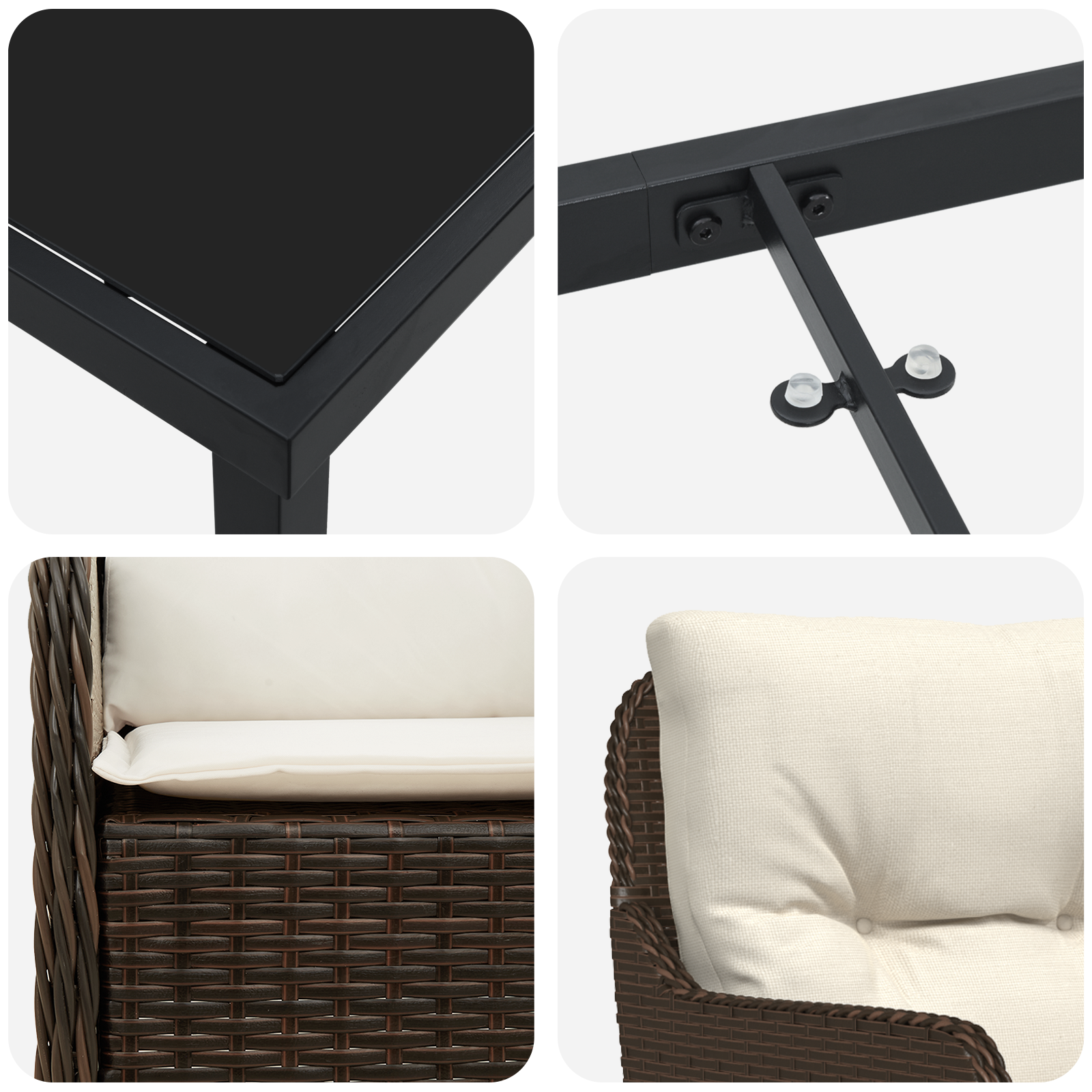 Set Dining Grădină 7 Piese cu Perne Maro Ratan Poli GartenMobel Dekor