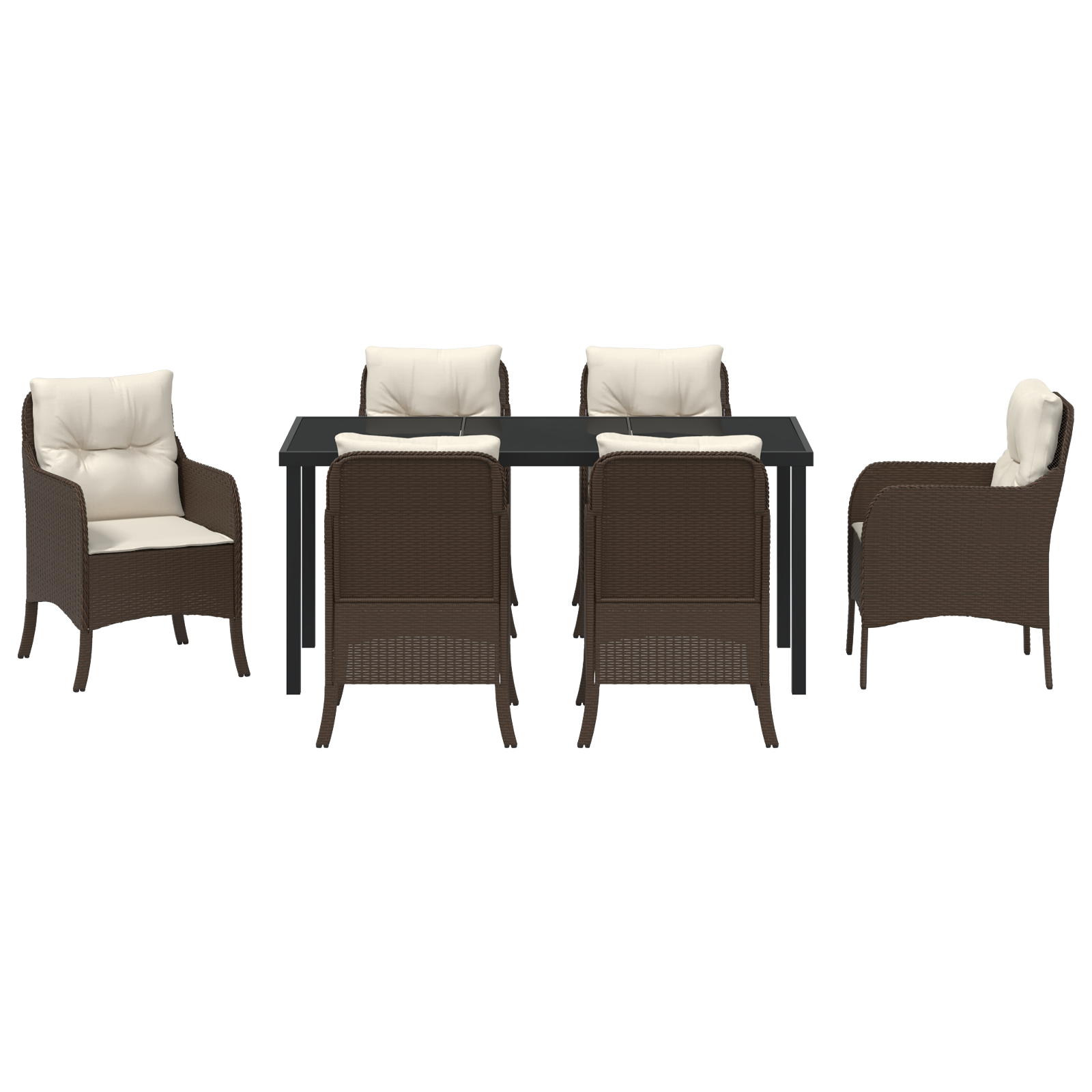 Set Dining Grădină 7 Piese cu Perne Maro Ratan Poli GartenMobel Dekor