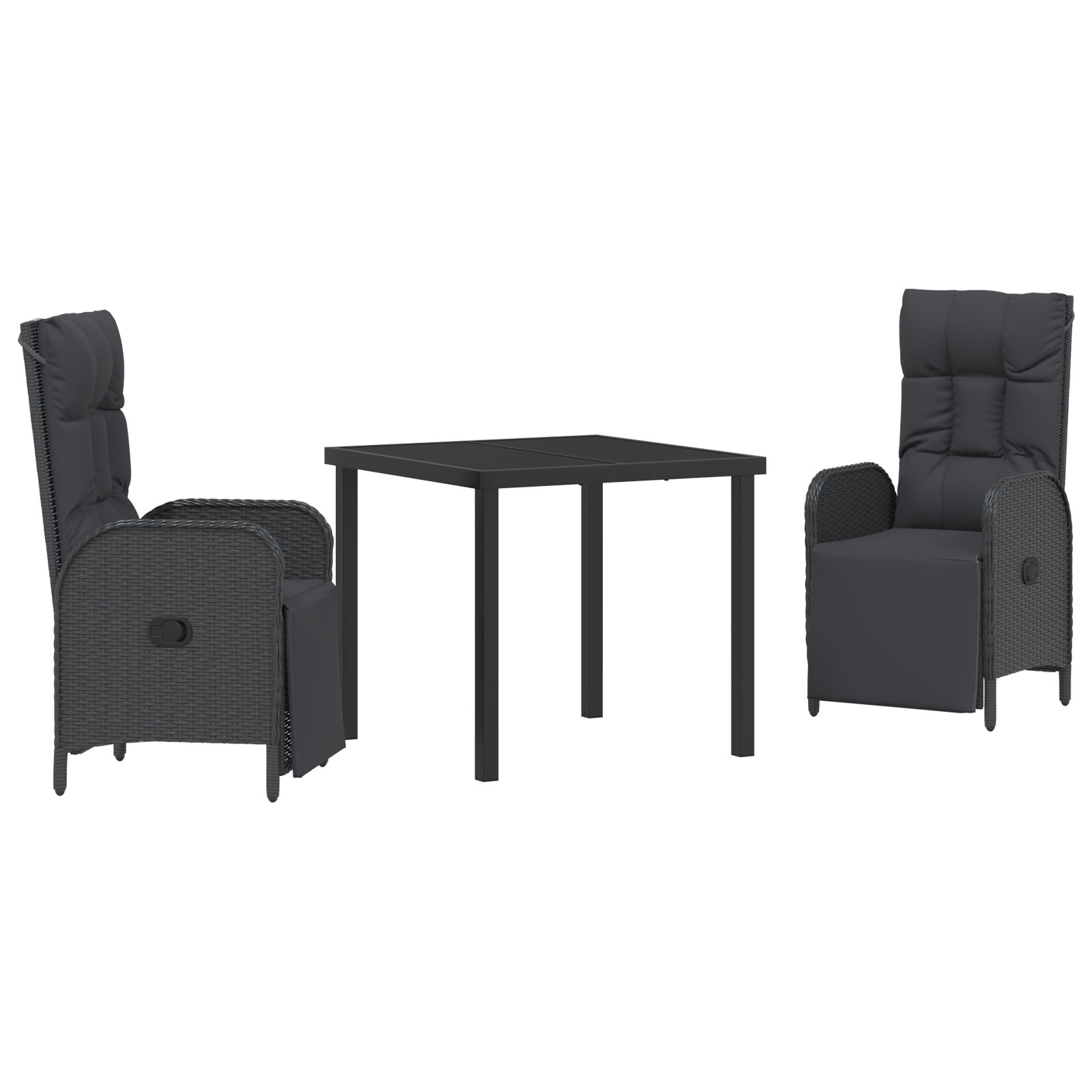 Set Dining Grădină cu Pernă Negru Rattan Poli GartenMobel Dekor