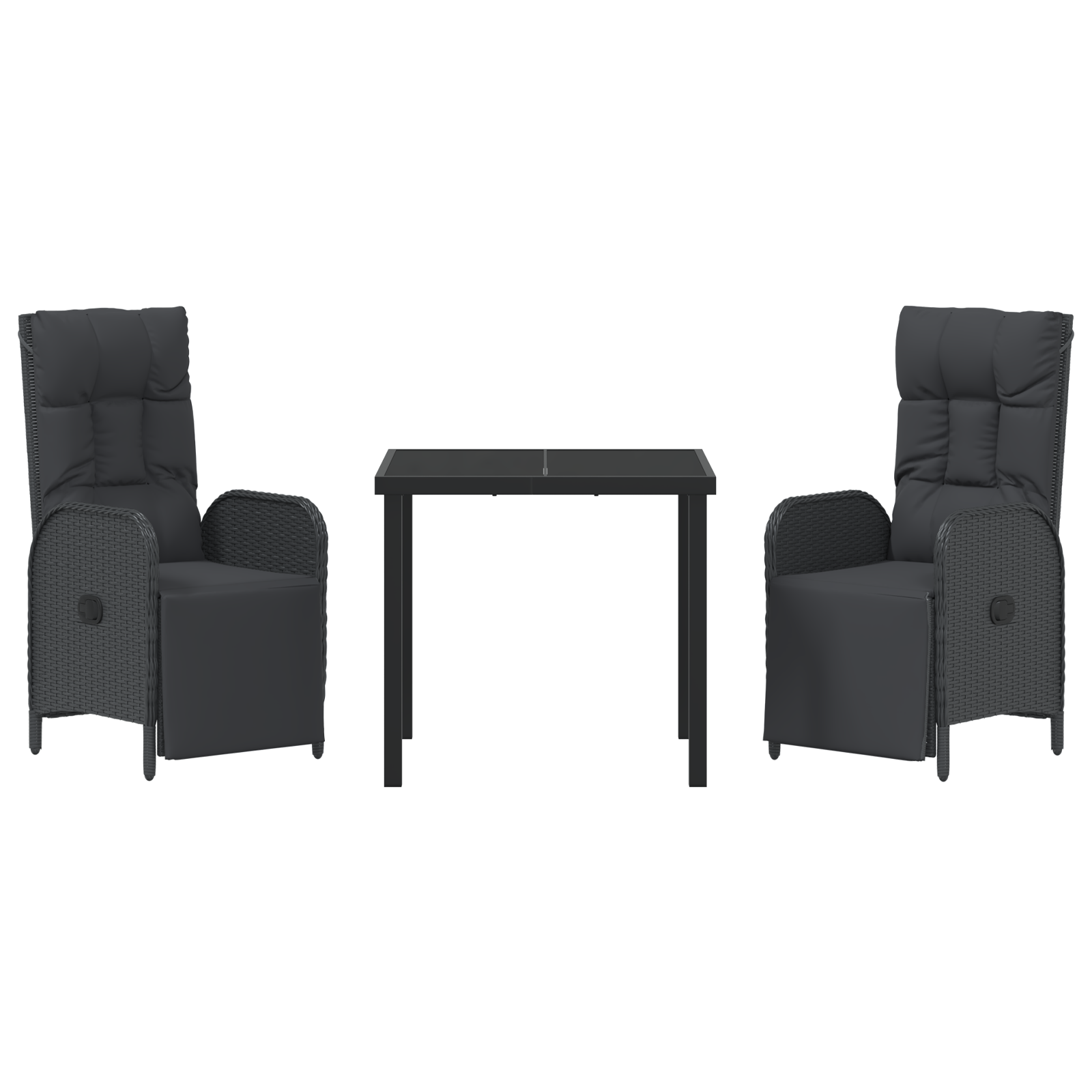 Set Dining Grădină cu Pernă Negru Rattan Poli GartenMobel Dekor