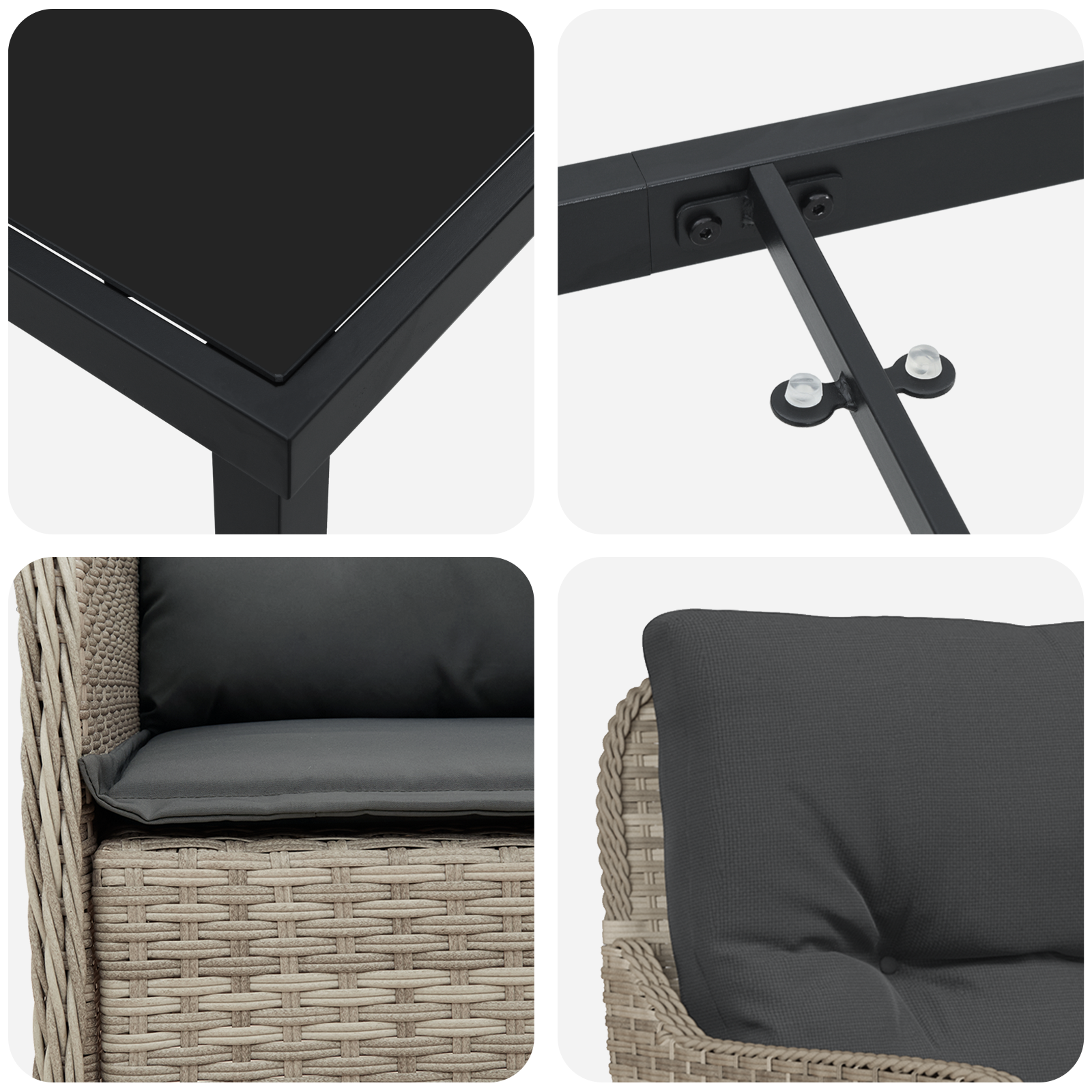 Set de Dining de Grădină 3 Piese cu Perne Gri deschis Poliratan GartenMobel Dekor