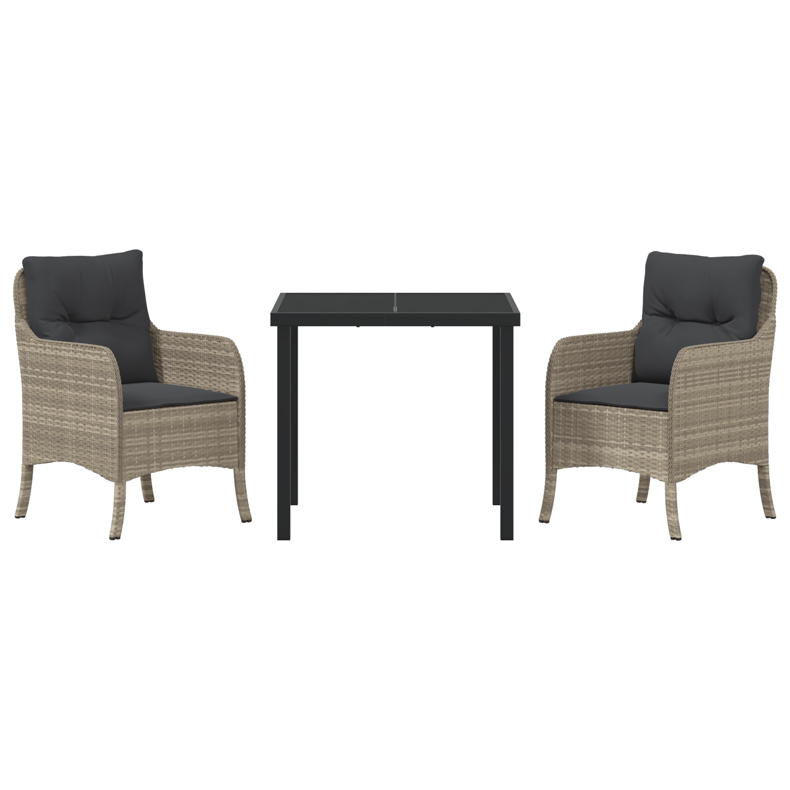 Set de Dining de Grădină 3 Piese cu Perne Gri deschis Poliratan GartenMobel Dekor