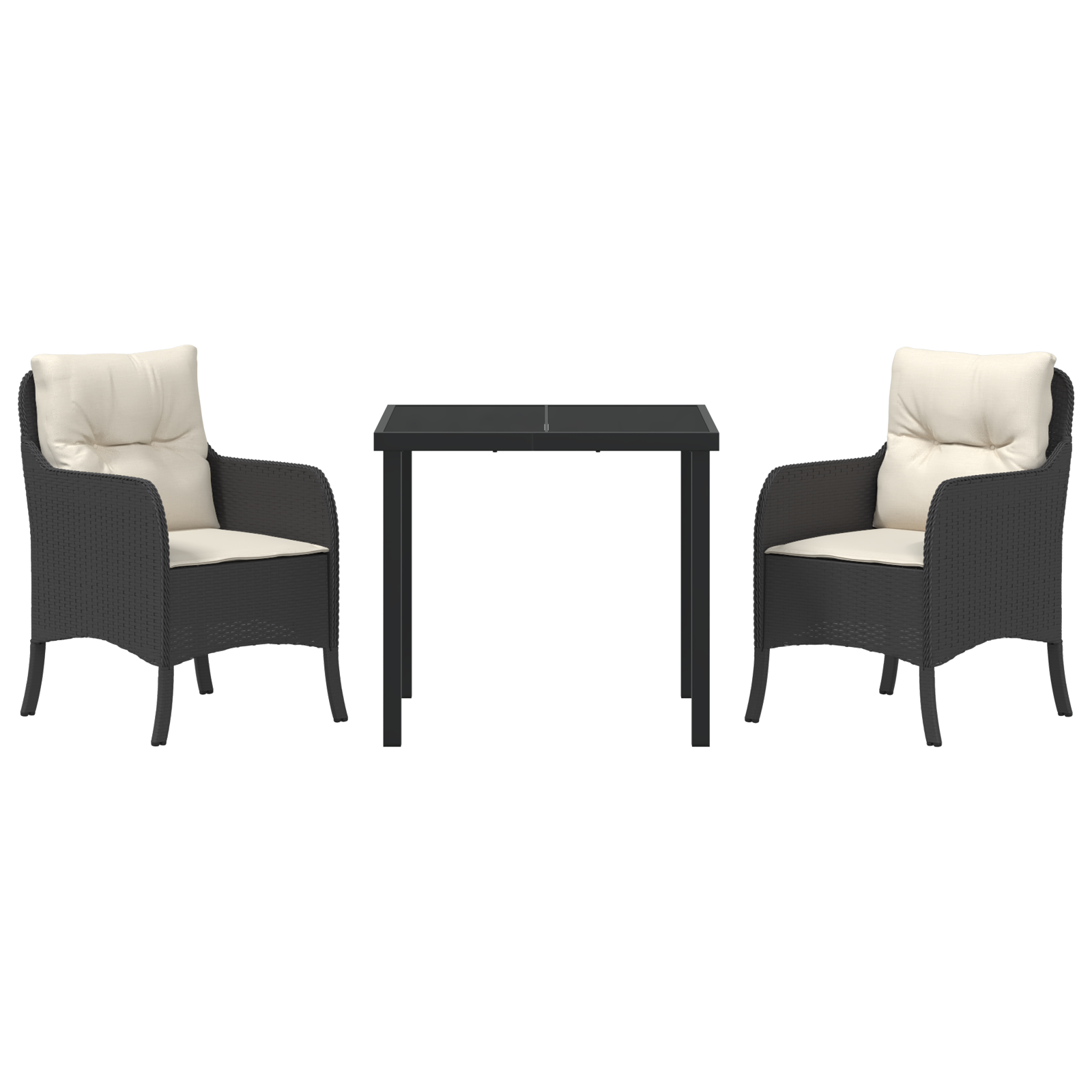 Set de Dining de Grădină 3 piese cu Perne Negru Poliratan GartenMobel Dekor