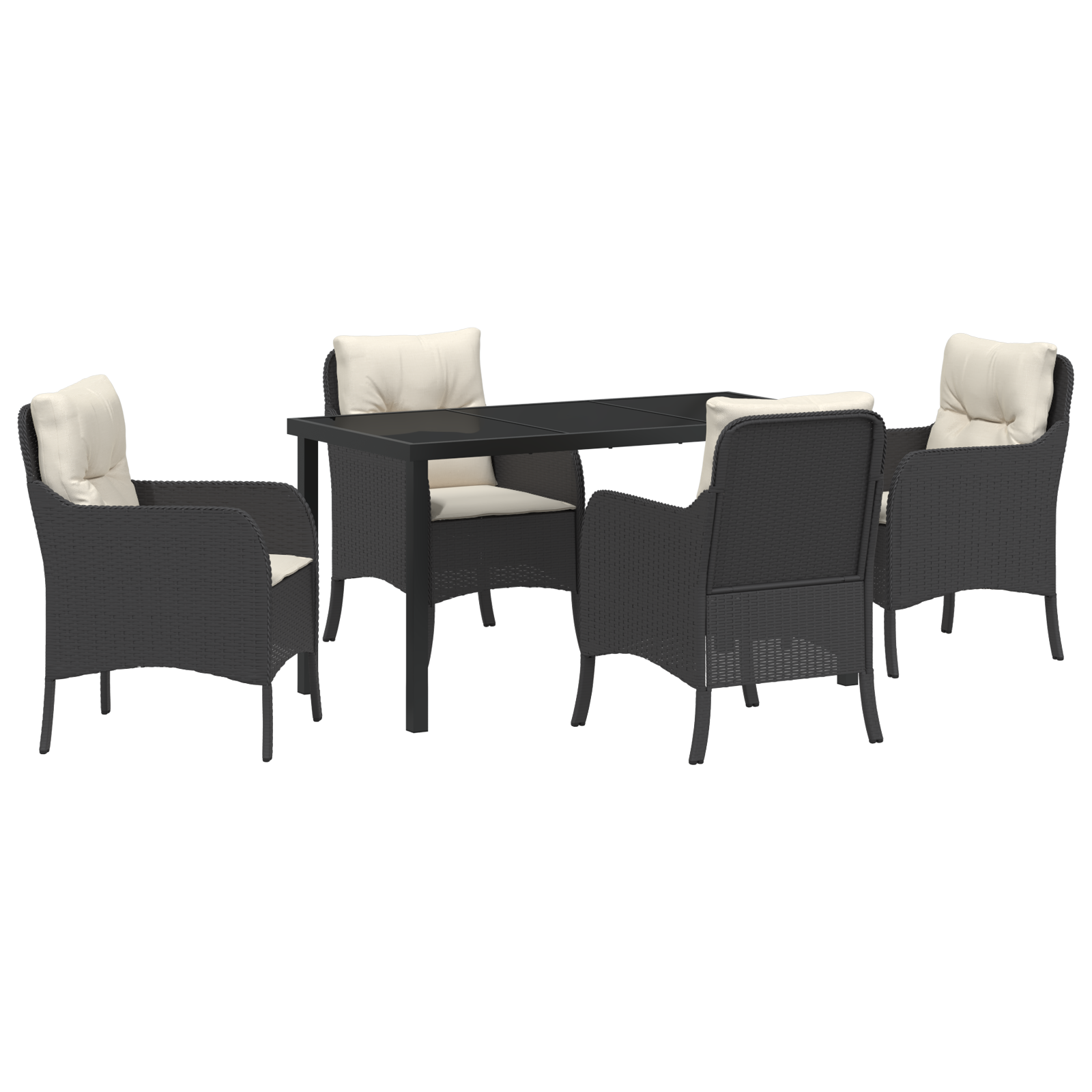 Set de Dining de Grădină cu 5 Piese și Perne Negru Poli Ratan GartenMobel Dekor