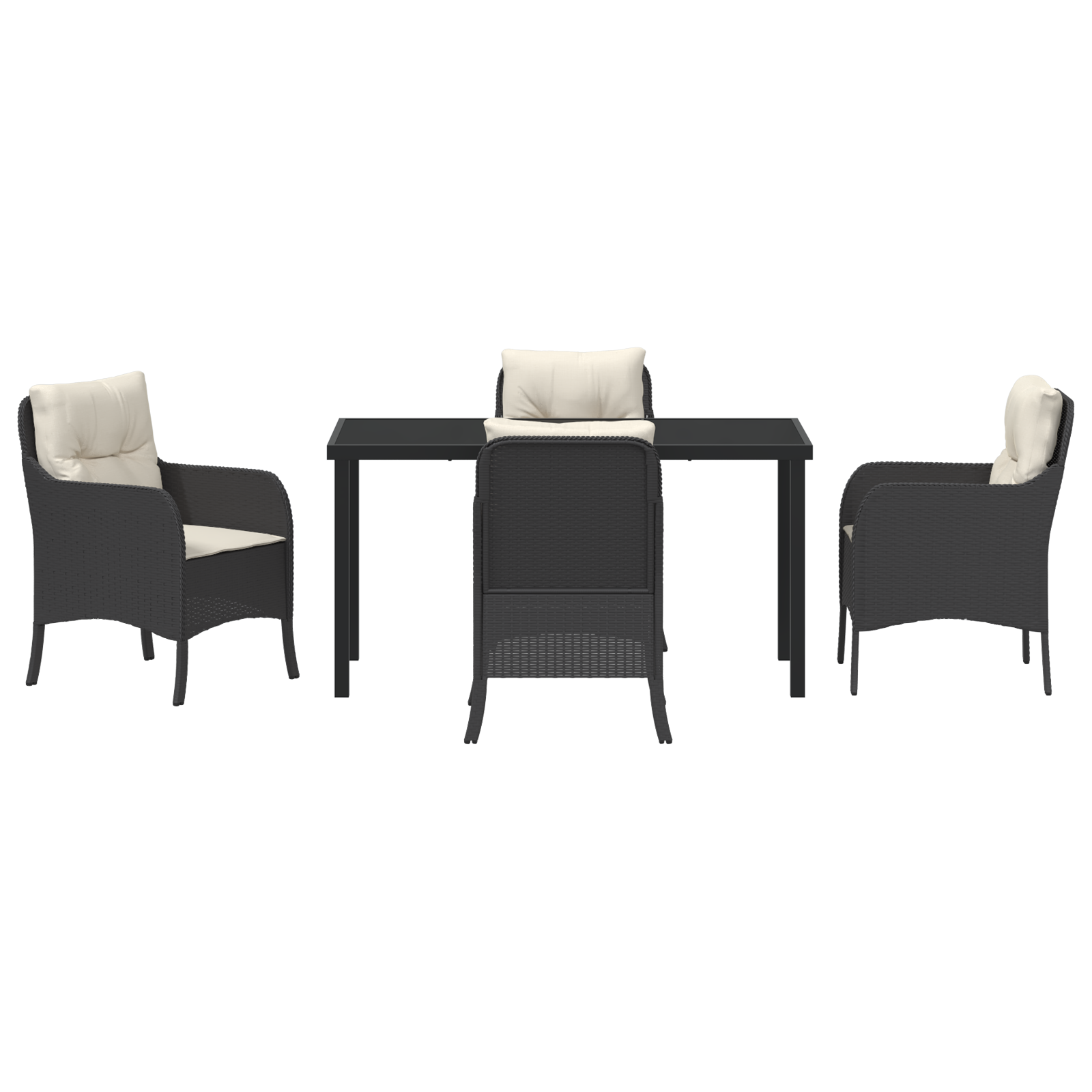 Set de Dining de Grădină cu 5 Piese și Perne Negru Poli Ratan GartenMobel Dekor