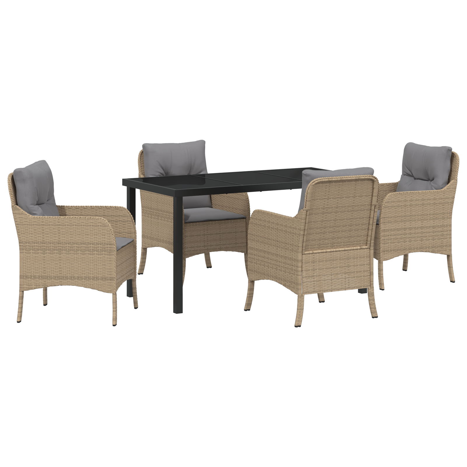 Set de Dining de Grădină cu 5 Piese și Pernițe Bej Ratan Polietilenic GartenMobel Dekor