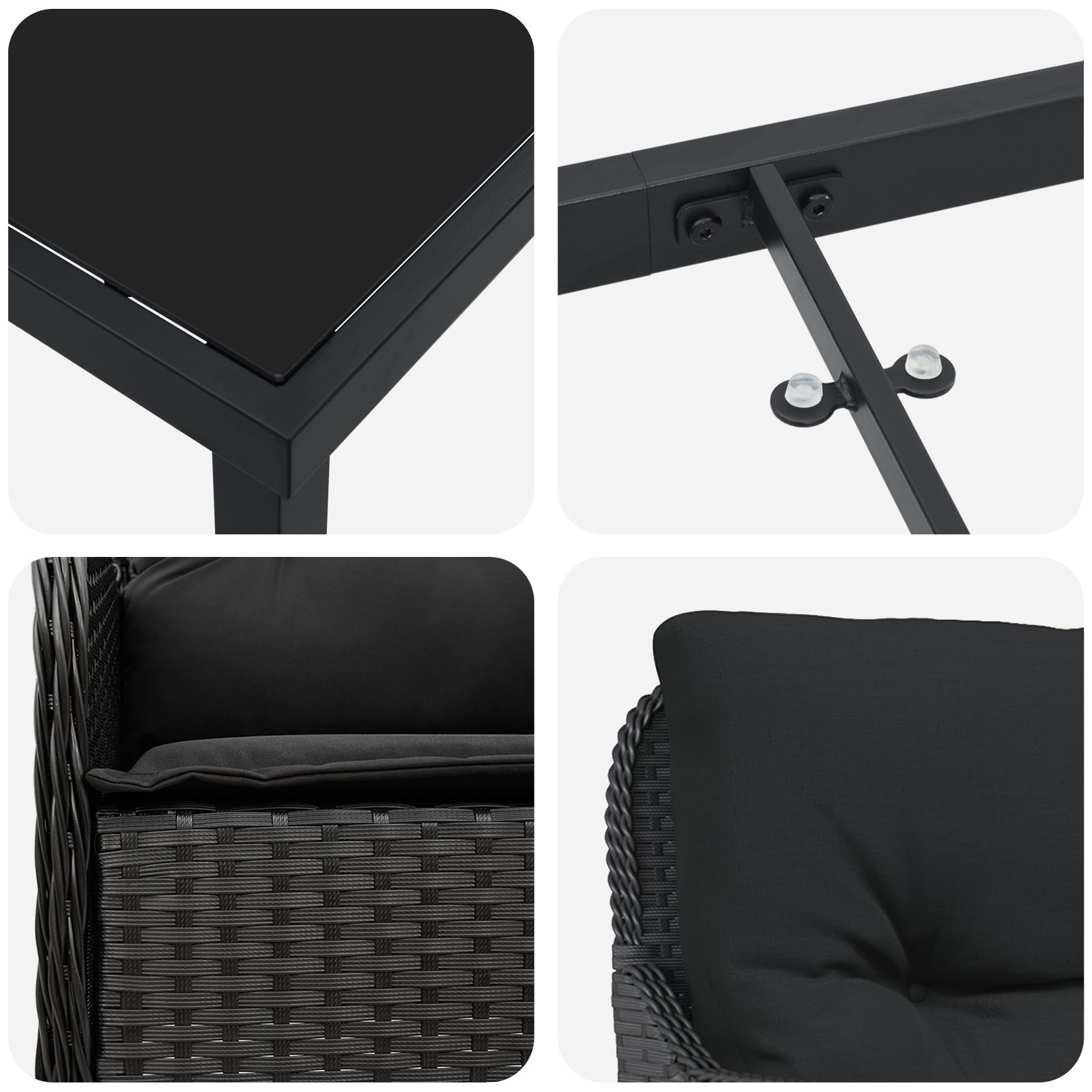 Set de Dining pentru Grădină de 7 Piese cu Perne, Negru, Poliratan GartenMobel Dekor