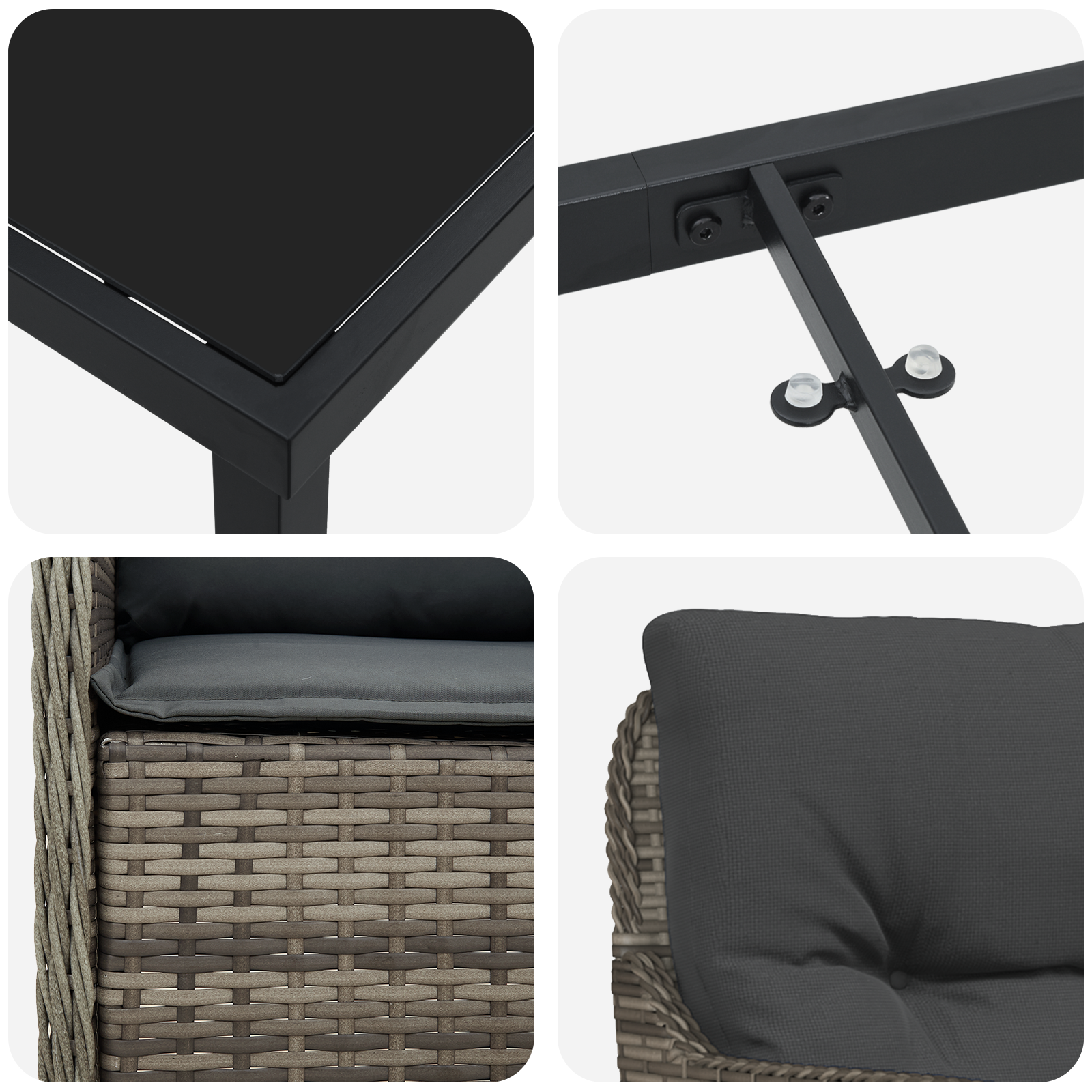 Set de Mâncare pentru Grădină cu 5 Piese și Perne Gri din Ratan Polimer GartenMobel Dekor