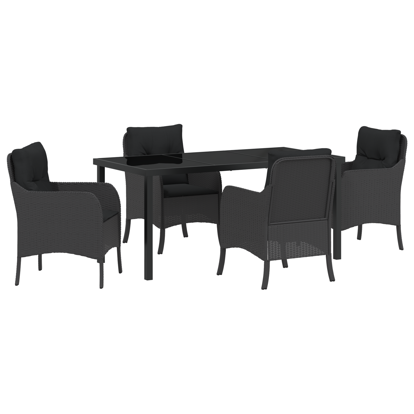 Set de Masă pentru Grădină de 5 Piese cu Perne Negre din Ratan Poli GartenMobel Dekor