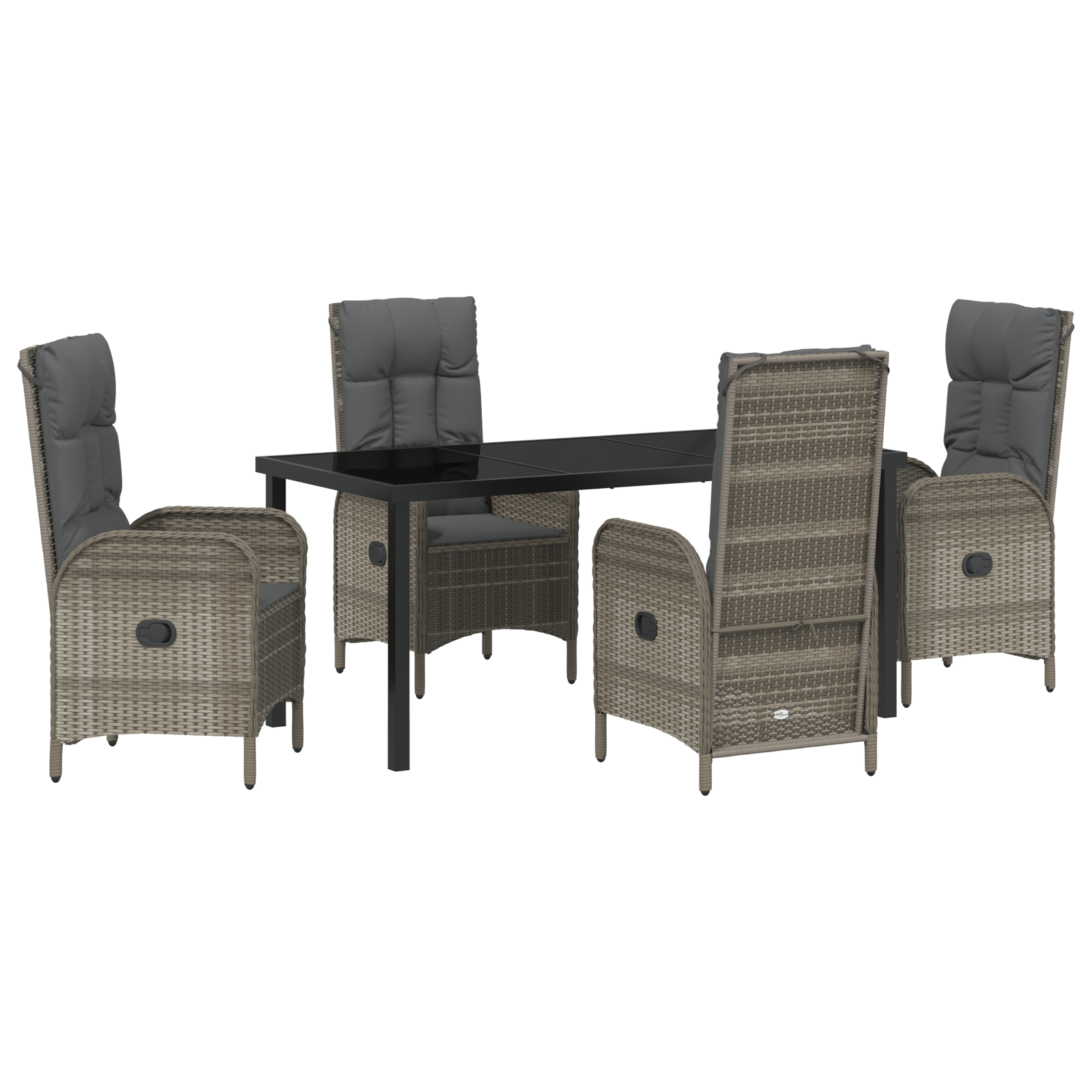 Set de dining de grădină 5 piese gri din ratan poli GartenMobel Dekor