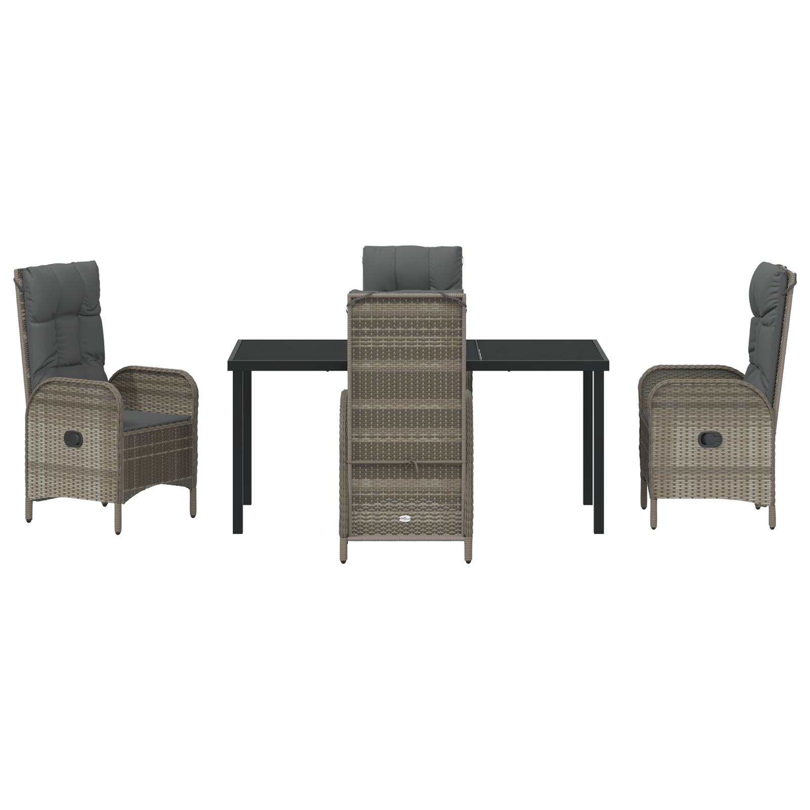 Set de dining de grădină 5 piese gri din ratan poli GartenMobel Dekor