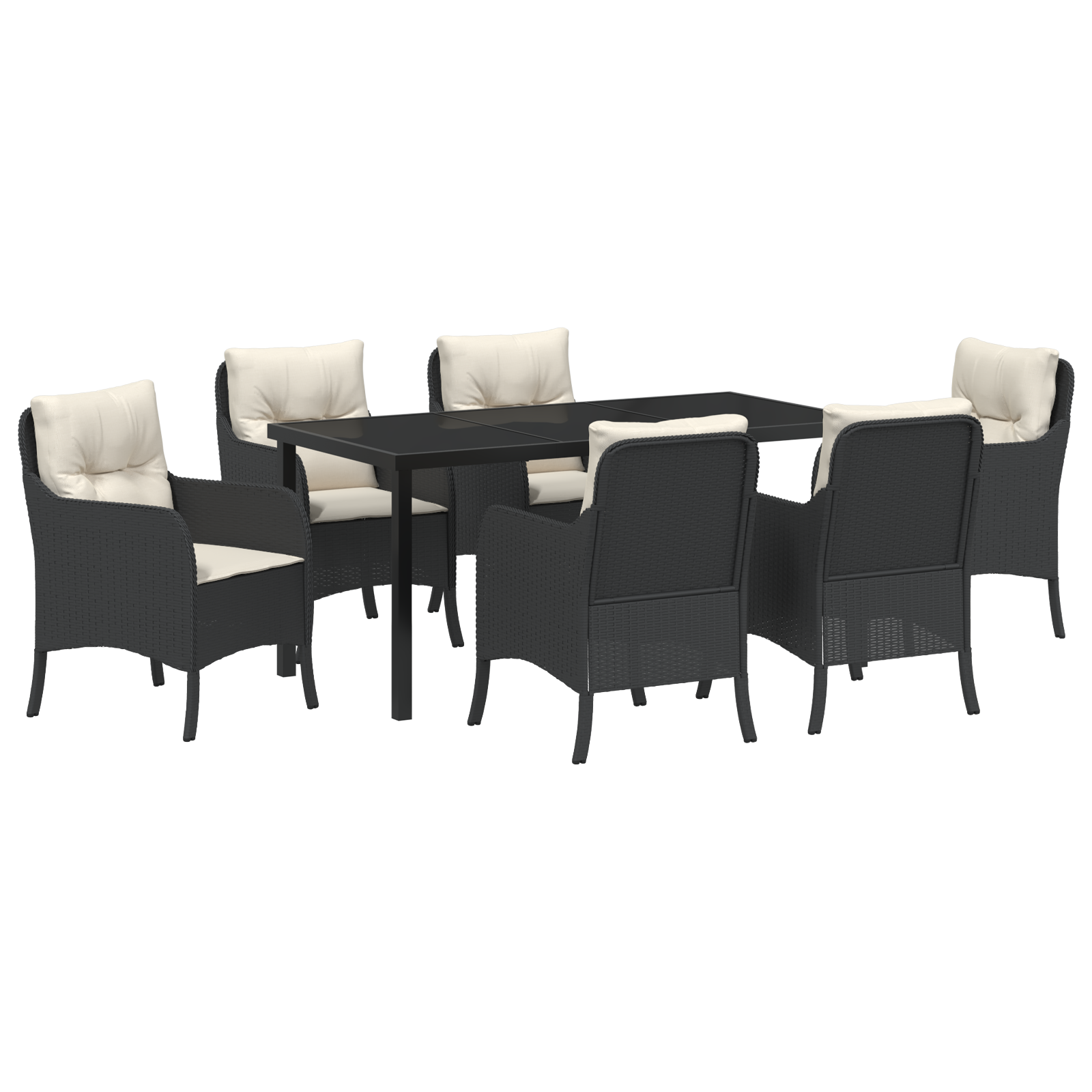 Set de dining de grădină 7 piese cu perne Negru Poliratan GartenMobel Dekor