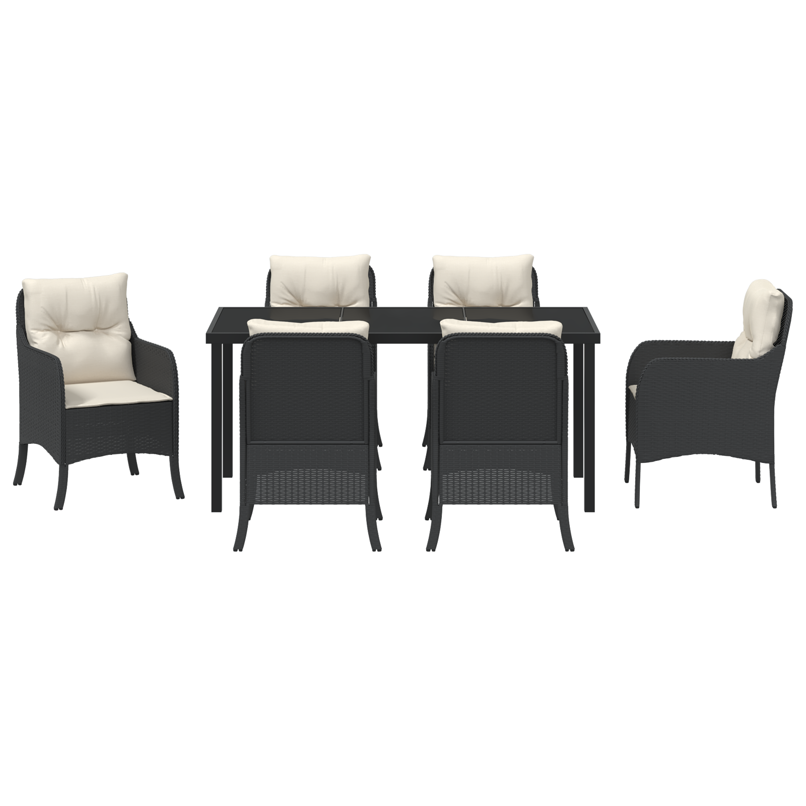 Set de dining de grădină 7 piese cu perne Negru Poliratan GartenMobel Dekor