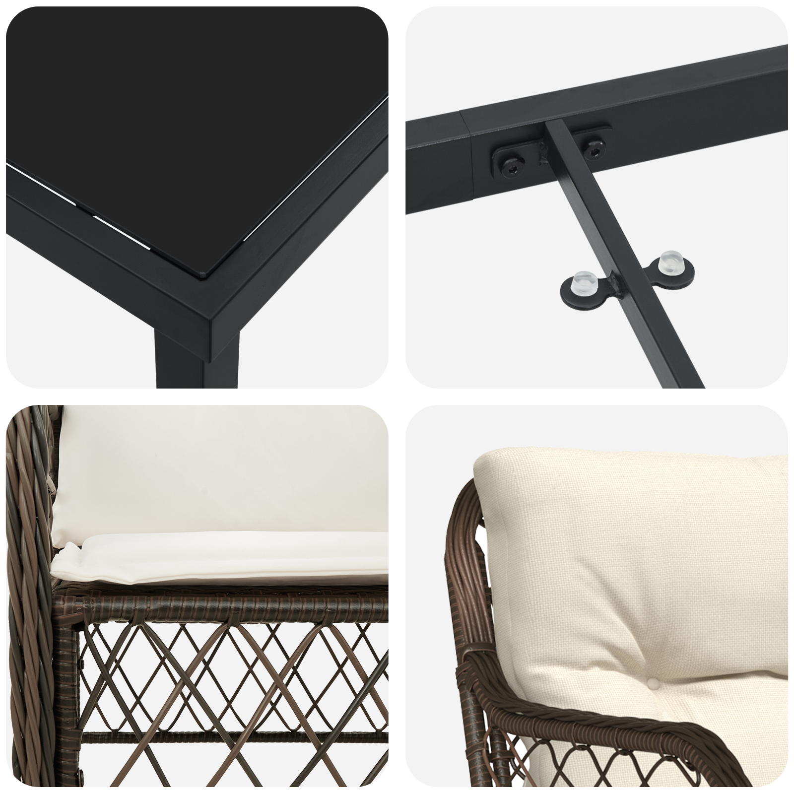 Set de dining de grădină cu 5 piese cu perne maro din ratan poli GartenMobel Dekor