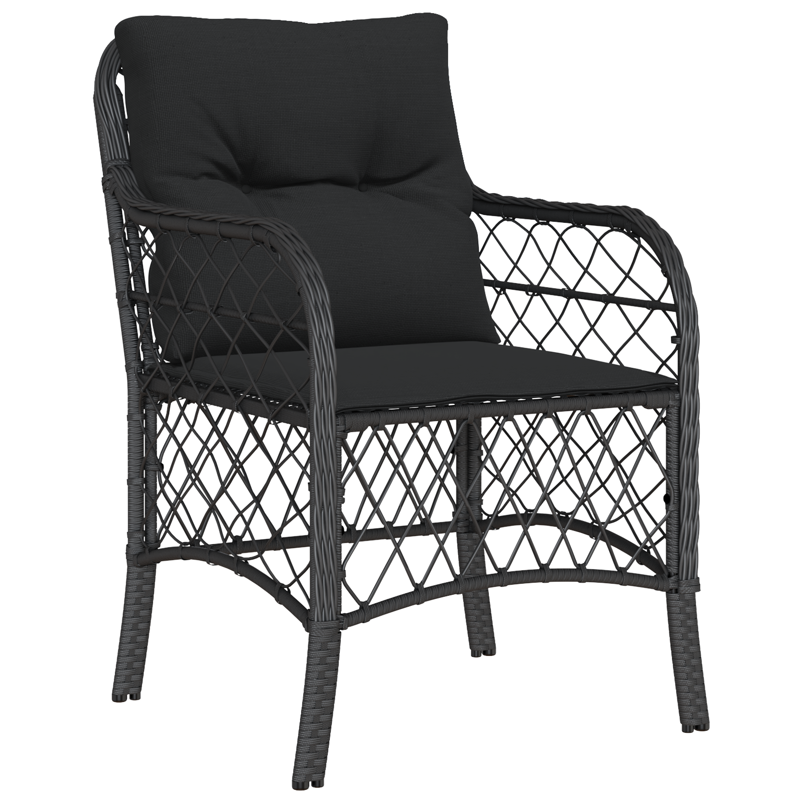 Set de dining de grădină cu perne Negru Poliratan GartenMobel Dekor