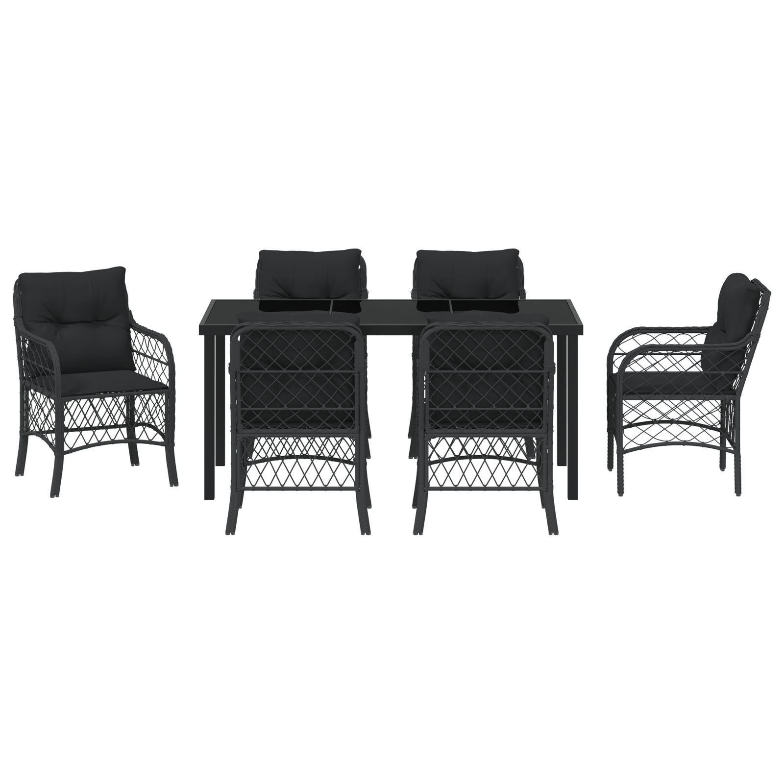 Set de dining de grădină cu perne Negru Poliratan GartenMobel Dekor