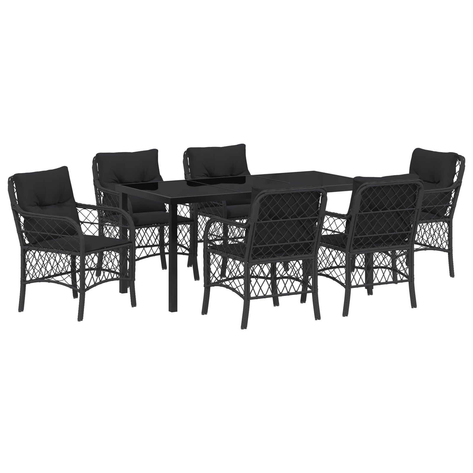 Set de dining de grădină cu perne Negru Poliratan GartenMobel Dekor