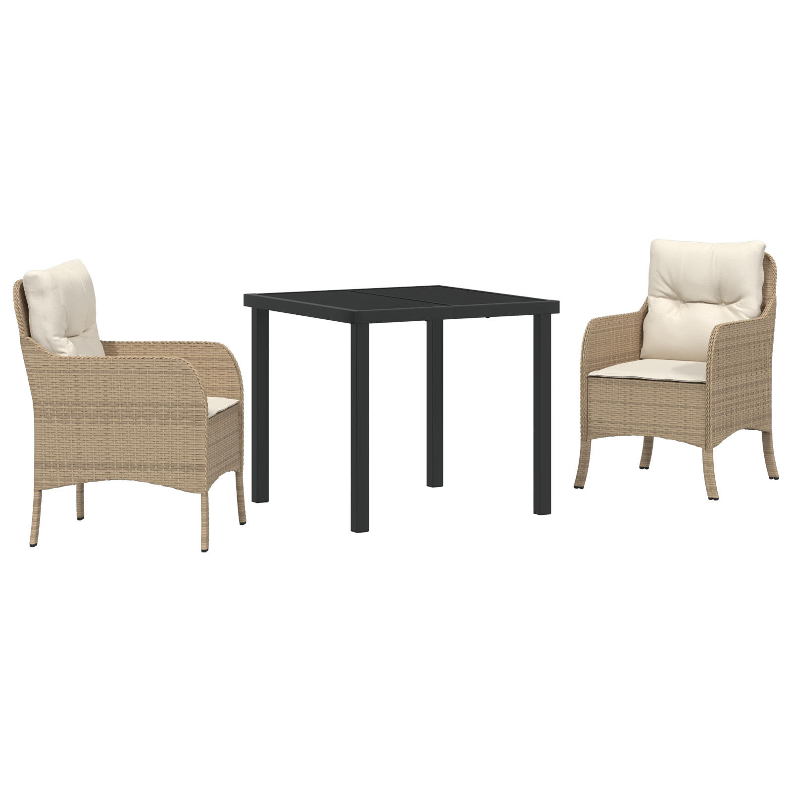 Set de dining pentru grădină 3 piese cu perne de culoare bej din ratan PE GartenMobel Dekor