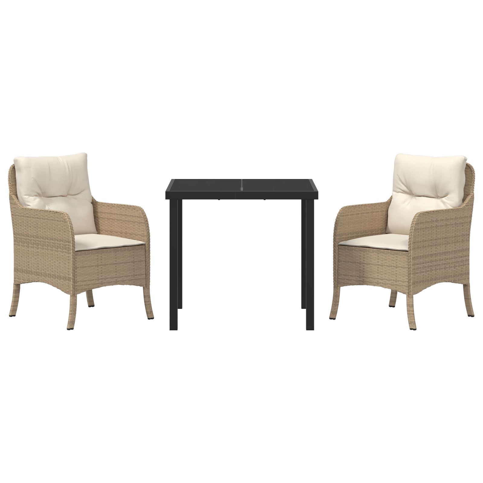 Set de dining pentru grădină 3 piese cu perne de culoare bej din ratan PE GartenMobel Dekor