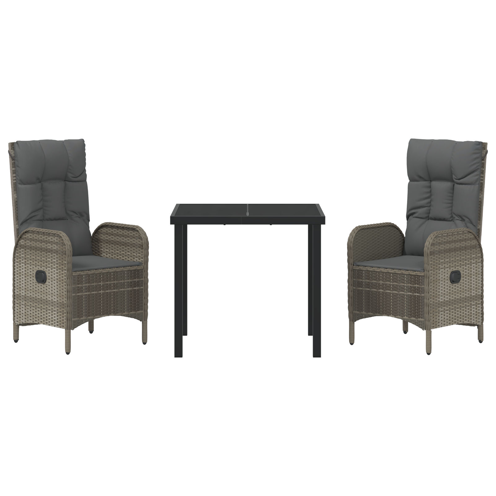 Set de dining pentru grădină 3 piese gri din ratan GartenMobel Dekor