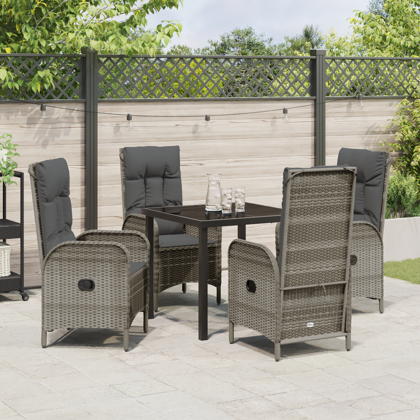 Set de dining pentru grădină 5 piese Gri Poliratan GartenMobel Dekor