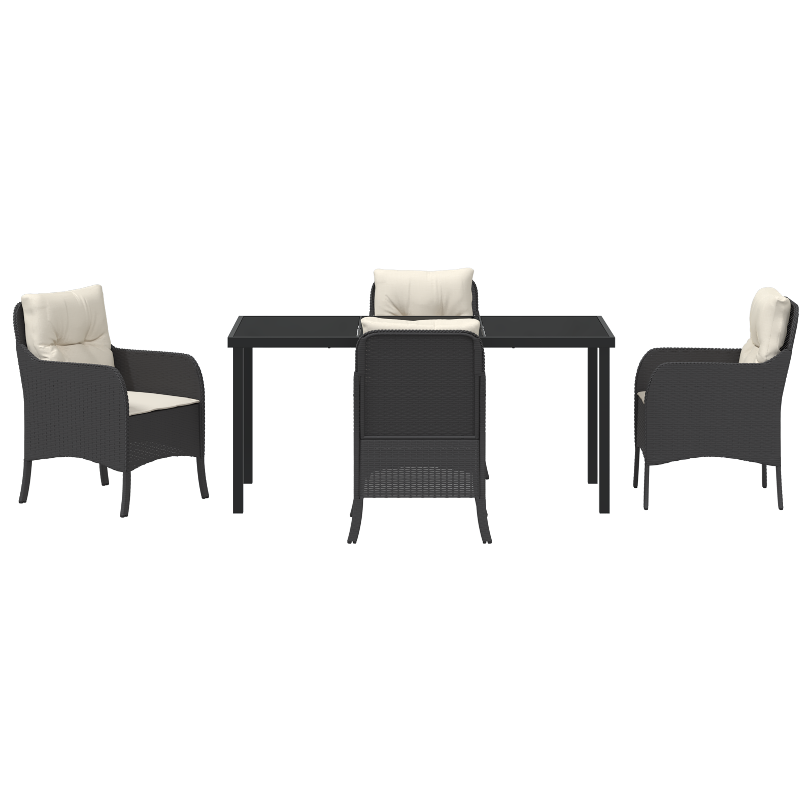 Set de dining pentru grădină cu 5 piese și perne ratan polimer negru GartenMobel Dekor