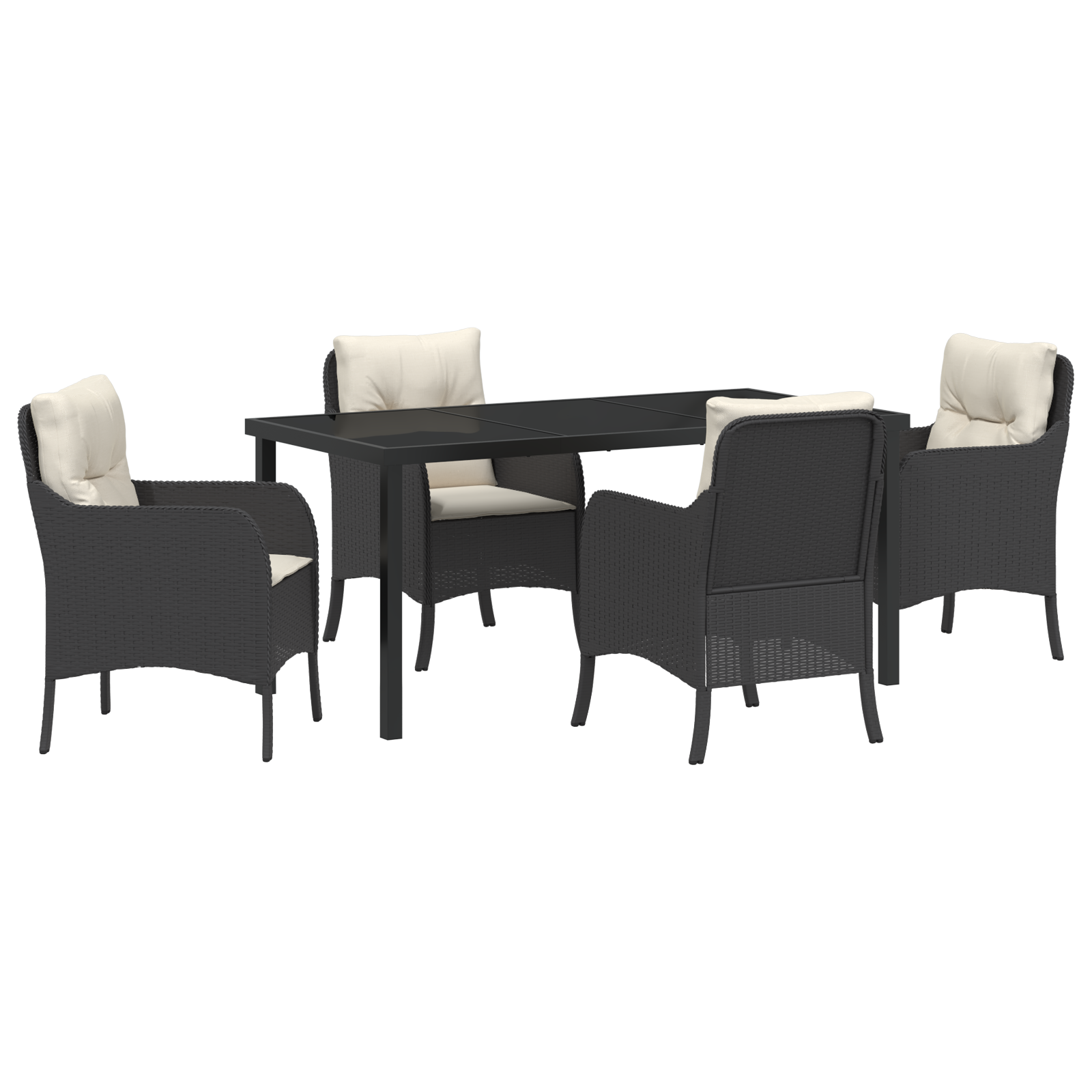 Set de dining pentru grădină cu 5 piese și perne ratan polimer negru GartenMobel Dekor