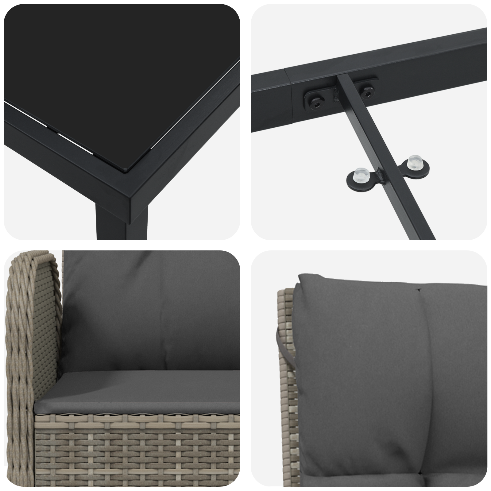 Set de masă de grădină 5 piese gri din poliratan GartenMobel Dekor