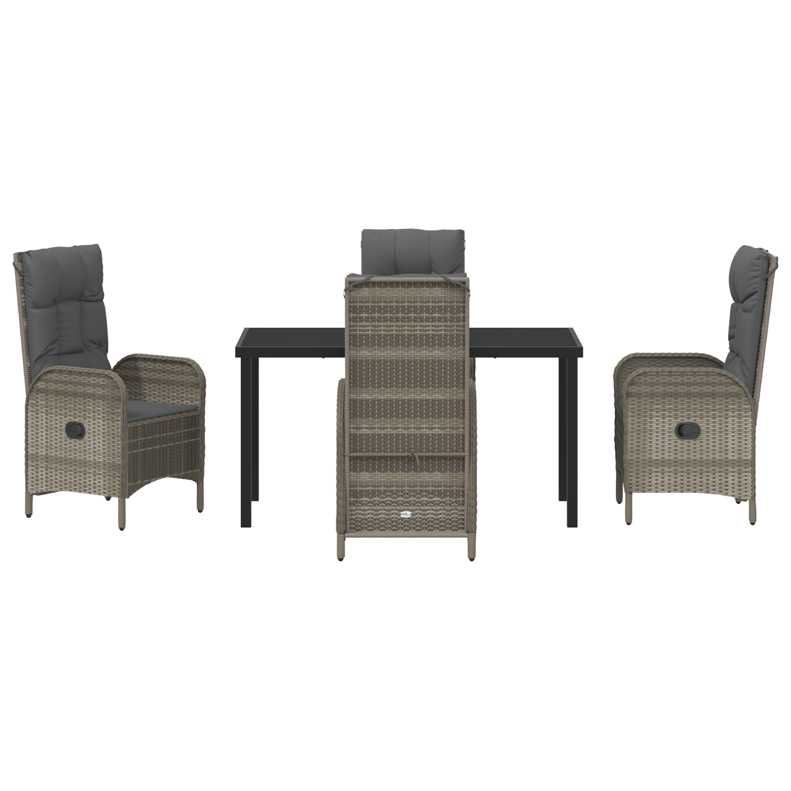 Set de masă de grădină 5 piese gri din poliratan GartenMobel Dekor
