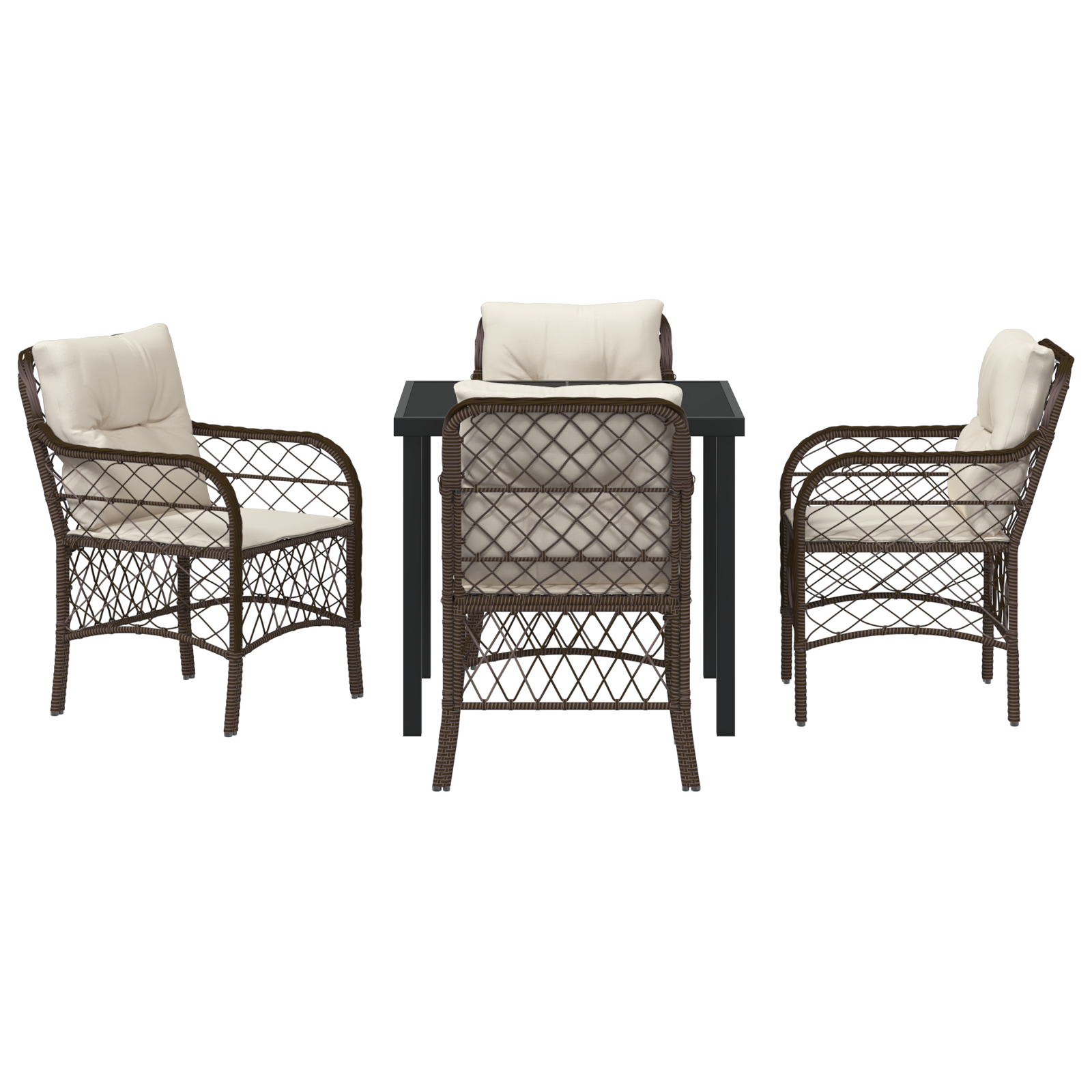 Set de masă pentru grădină cu 5 piese și perne din poliratan maro GartenMobel Dekor