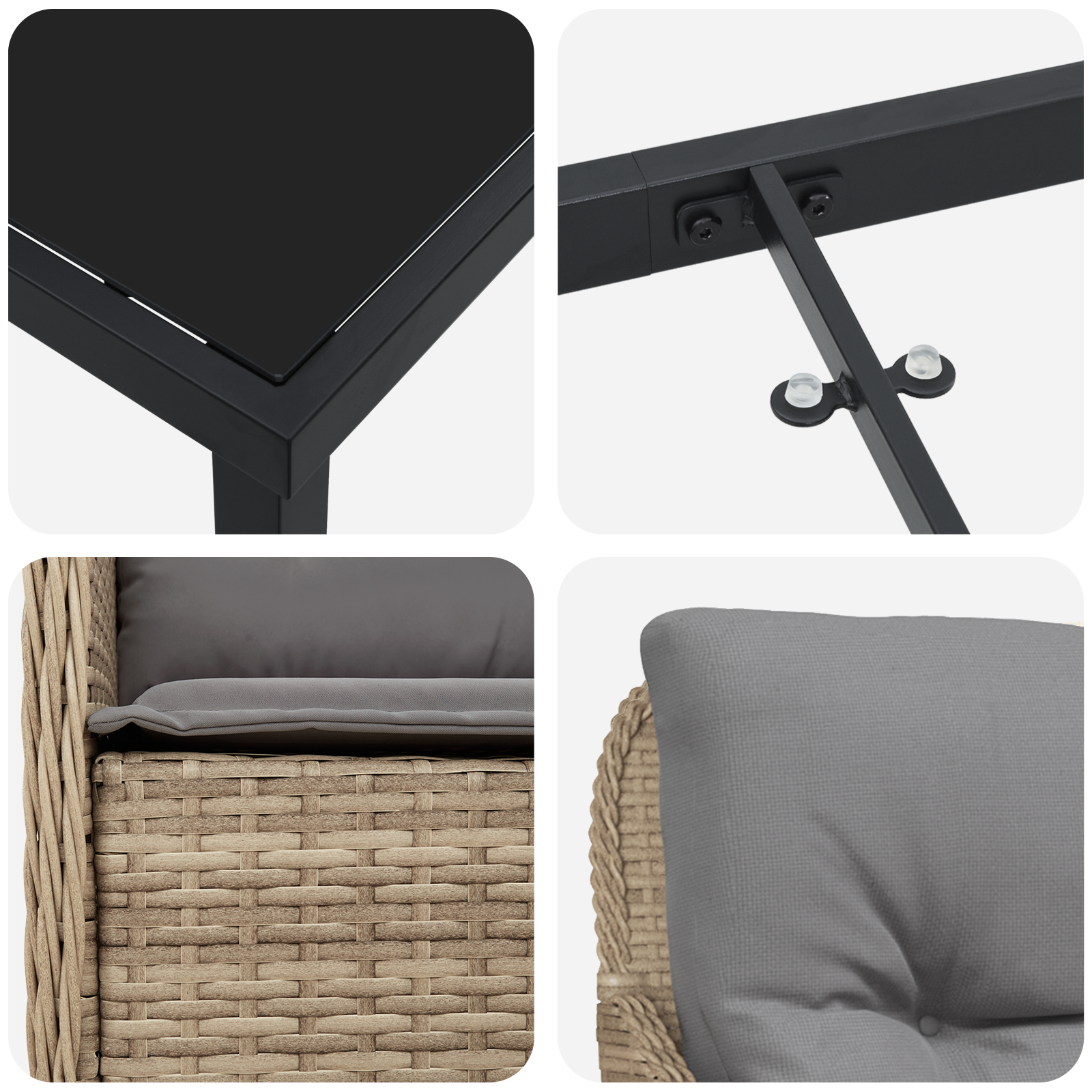Set de mese de grădină cu 7 piese cu perne Bej din Rattan Poli GartenMobel Dekor