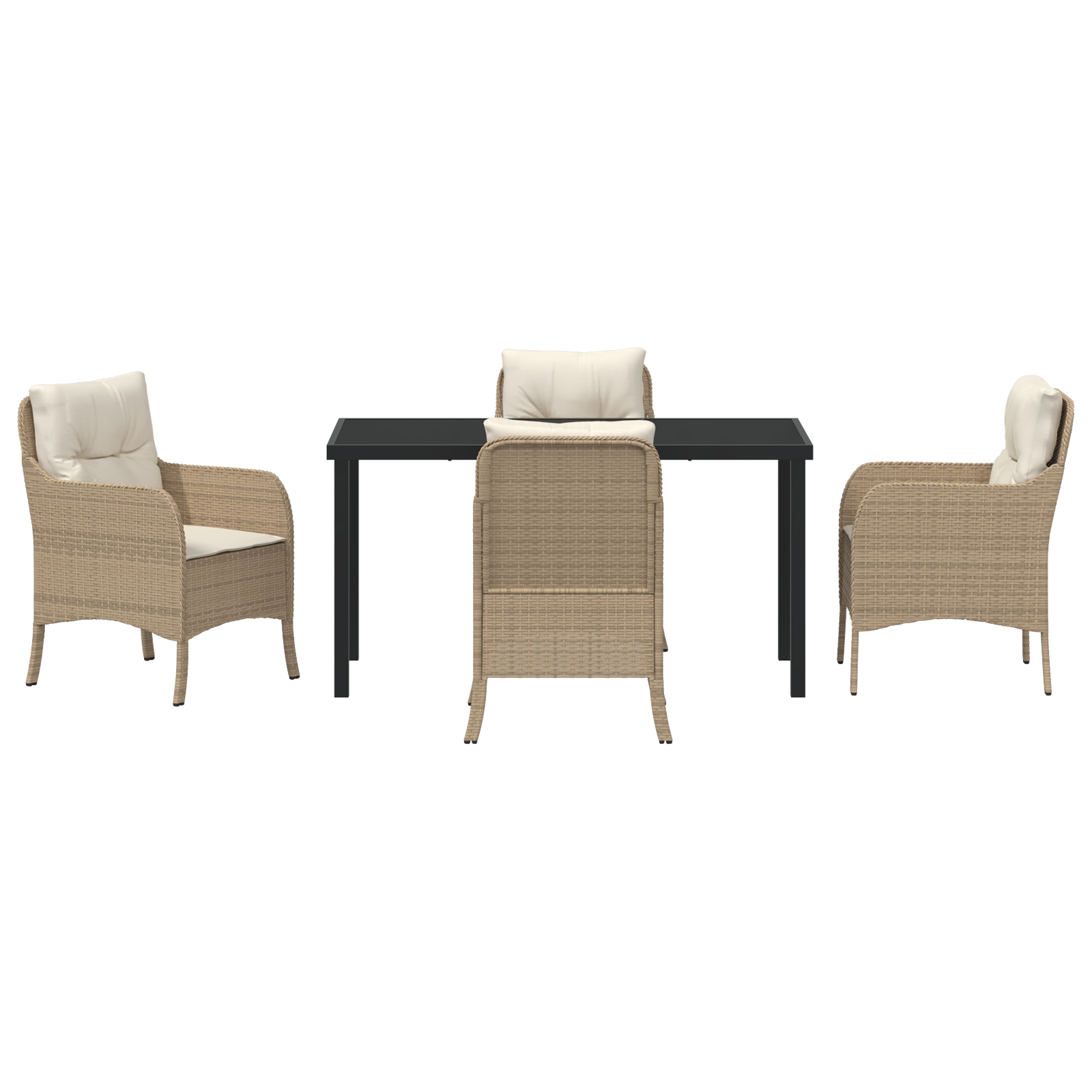 Set dining grădină cu perne Bej Poliratan GartenMobel Dekor