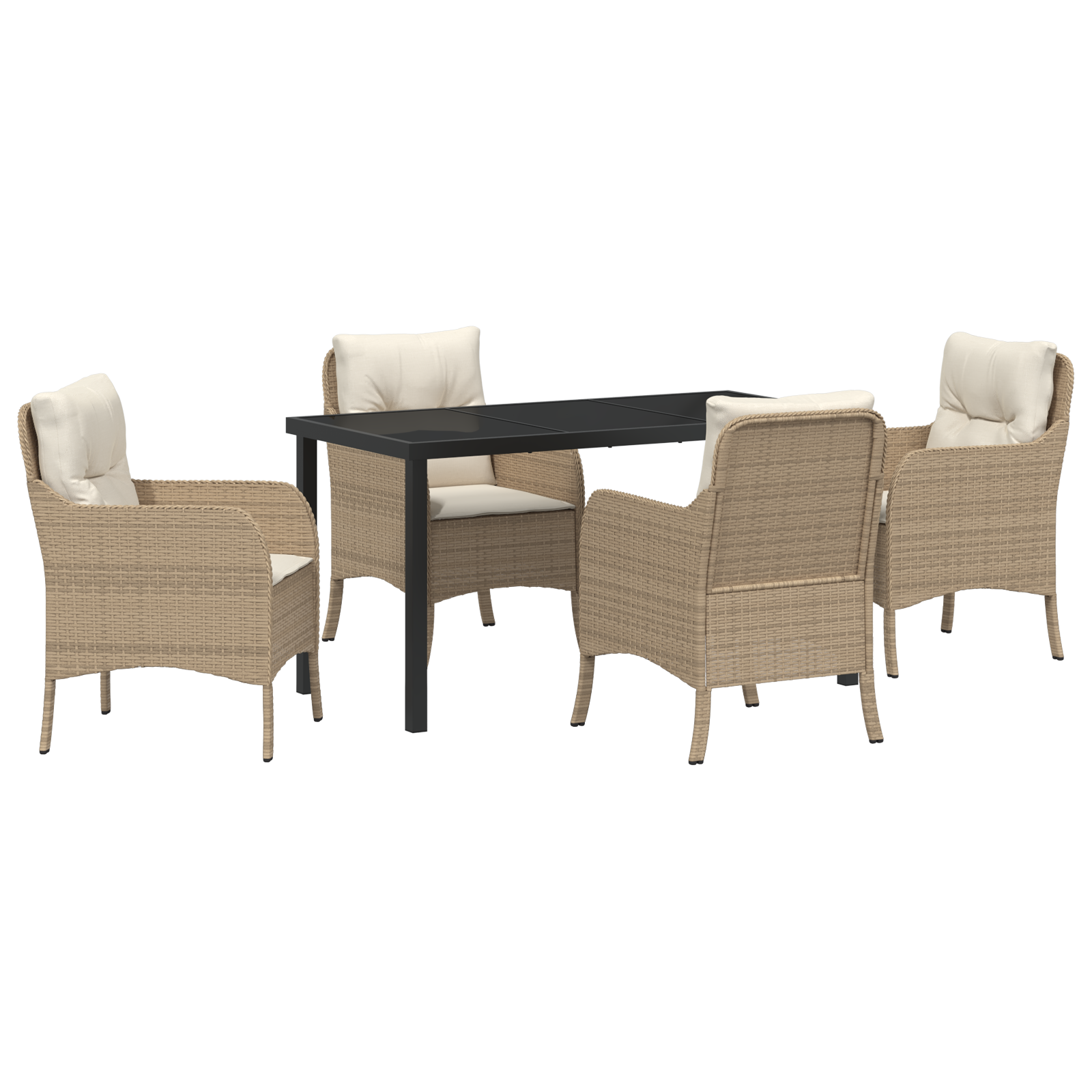 Set dining grădină cu perne Bej Poliratan GartenMobel Dekor