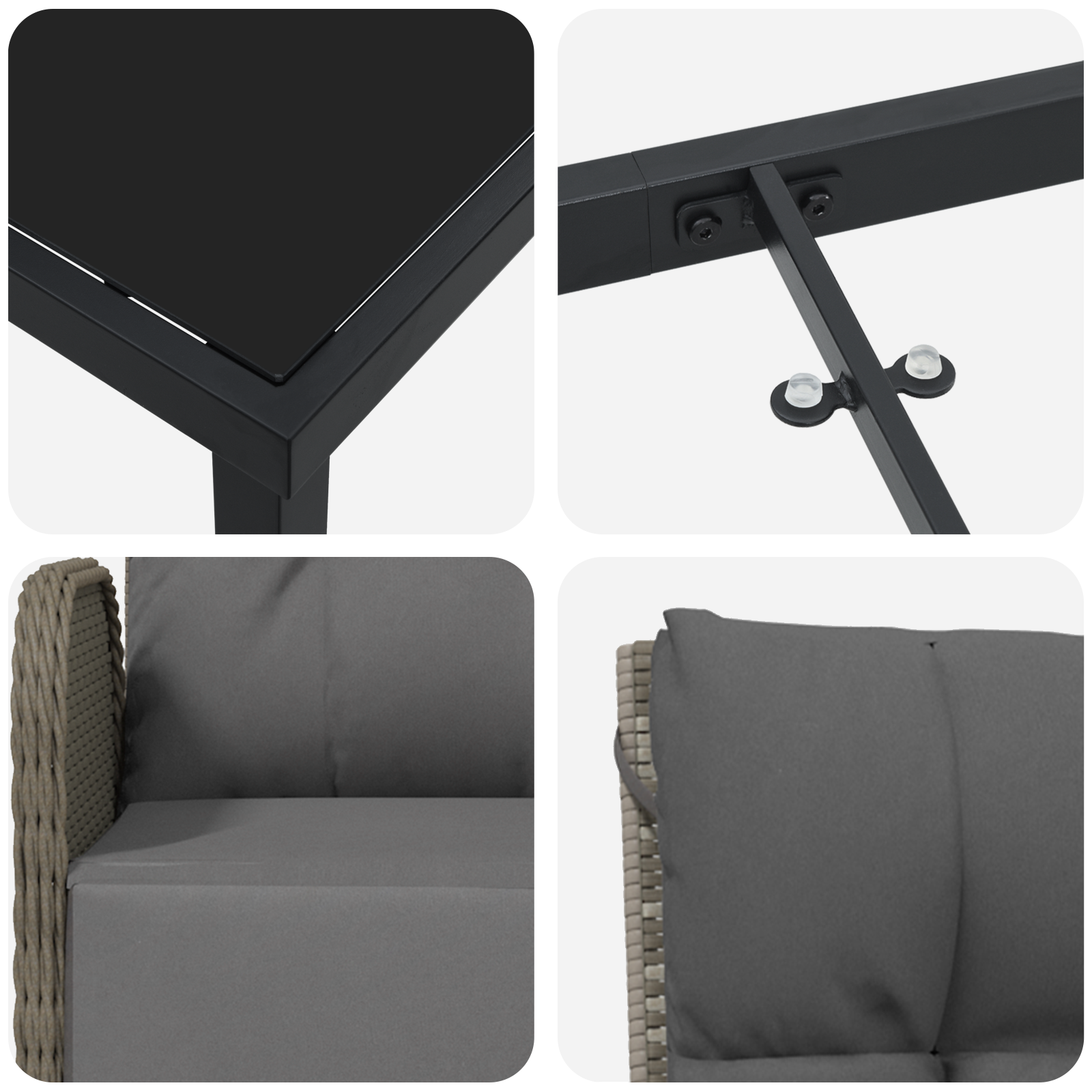 Set masă grădină 5 piese cu perne Gri Ratan GartenMobel Dekor