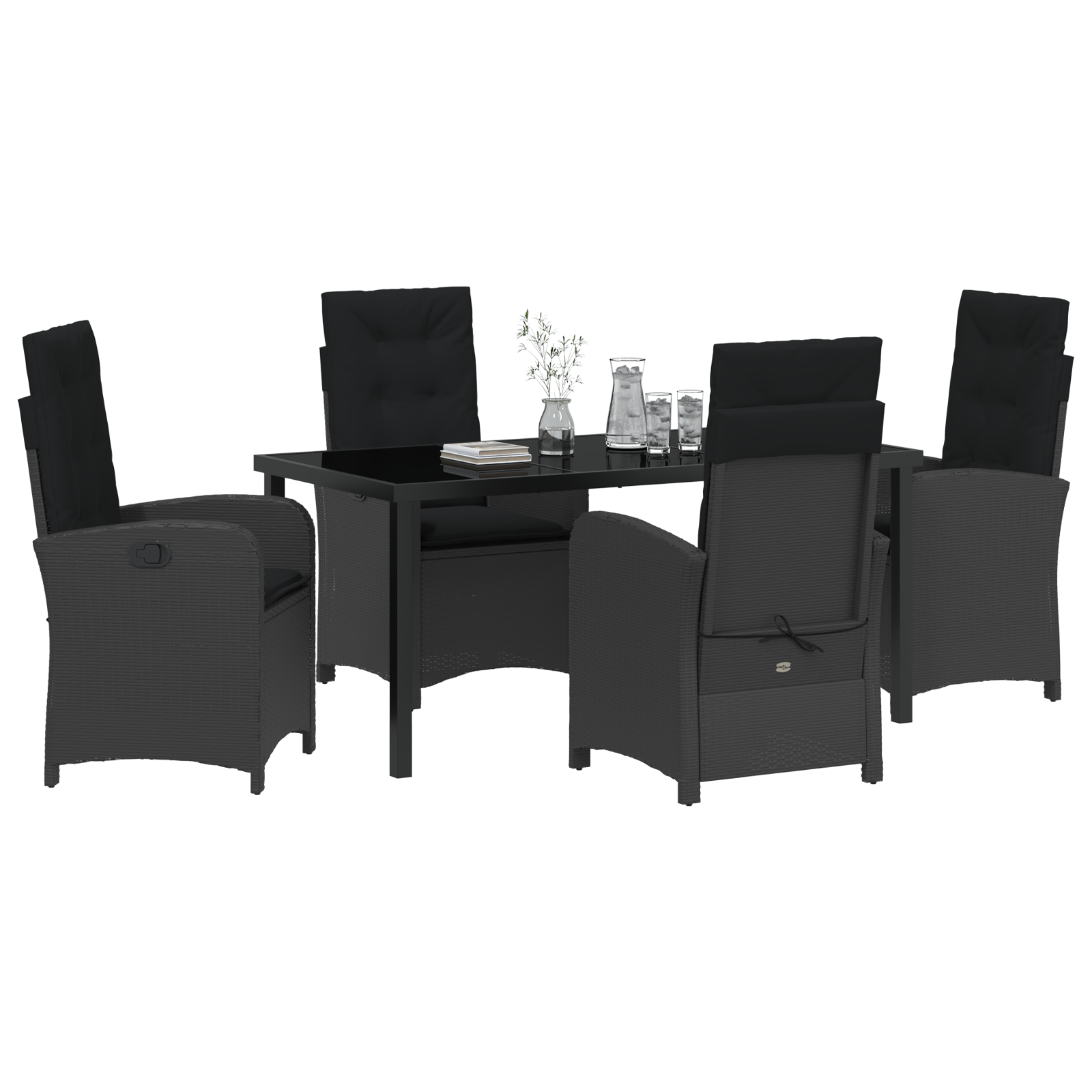 Set de Dining pentru Grădină de 5 Piese cu Perne Negru Rattan Polimeric GartenMobel Dekor