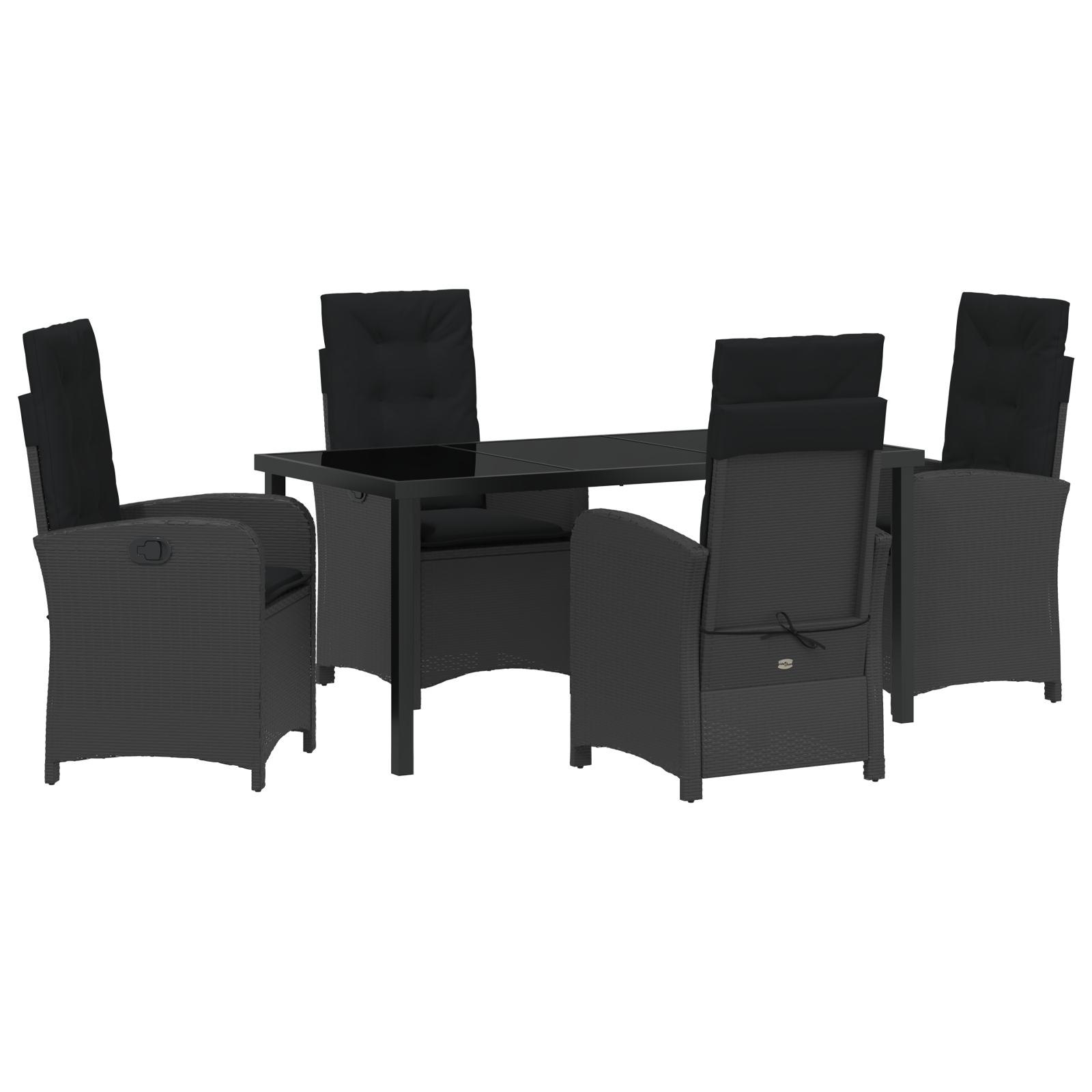 Set de Dining pentru Grădină de 5 Piese cu Perne Negru Rattan Polimeric GartenMobel Dekor